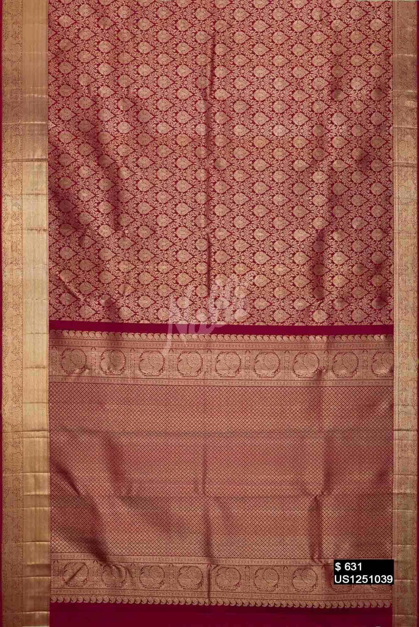 Maroon Kanchipuram Silk Saree