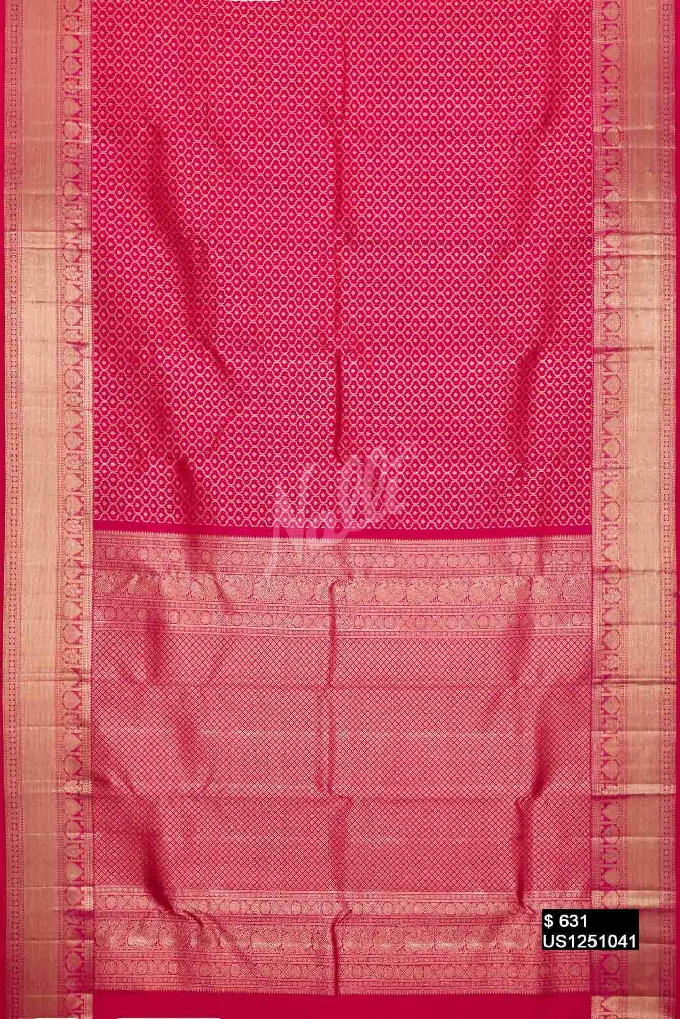 Dark Pink Kanchipuram Silk Saree