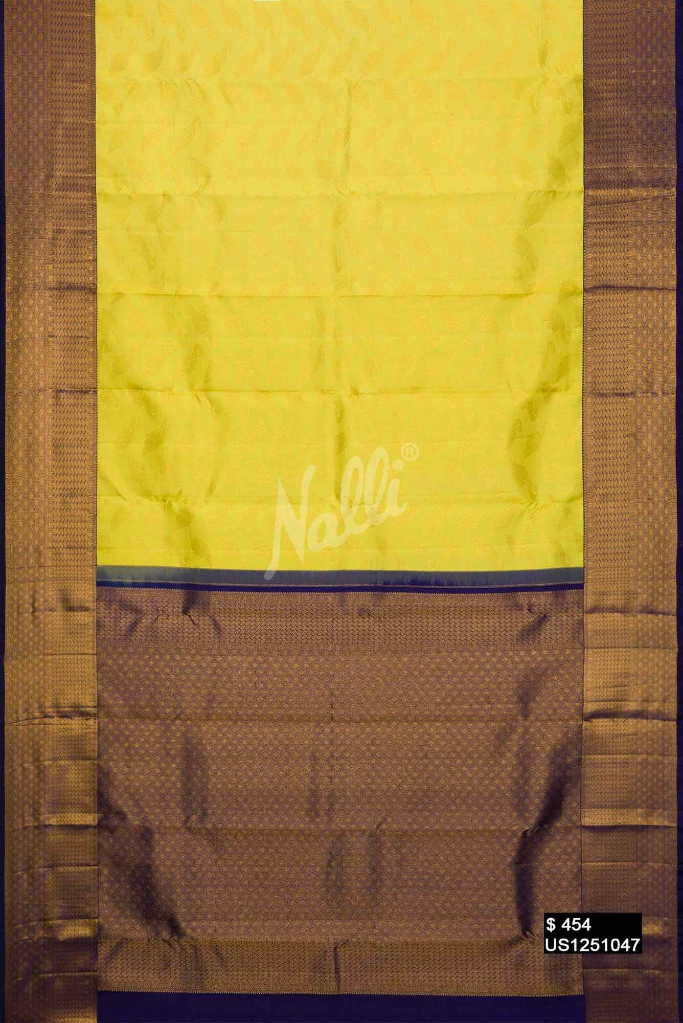 Lemon Yellow Kanchipuram Silk Saree