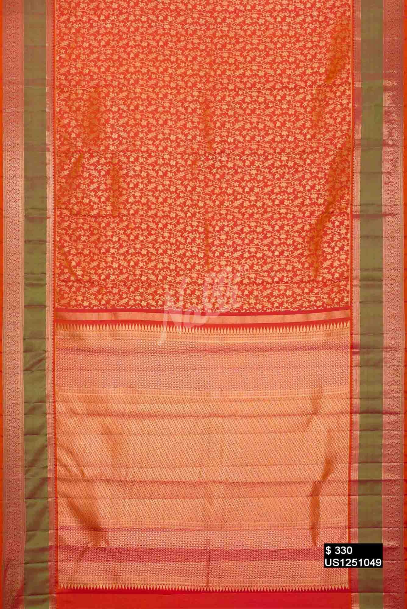 Orange Kanchipuram Silk Saree