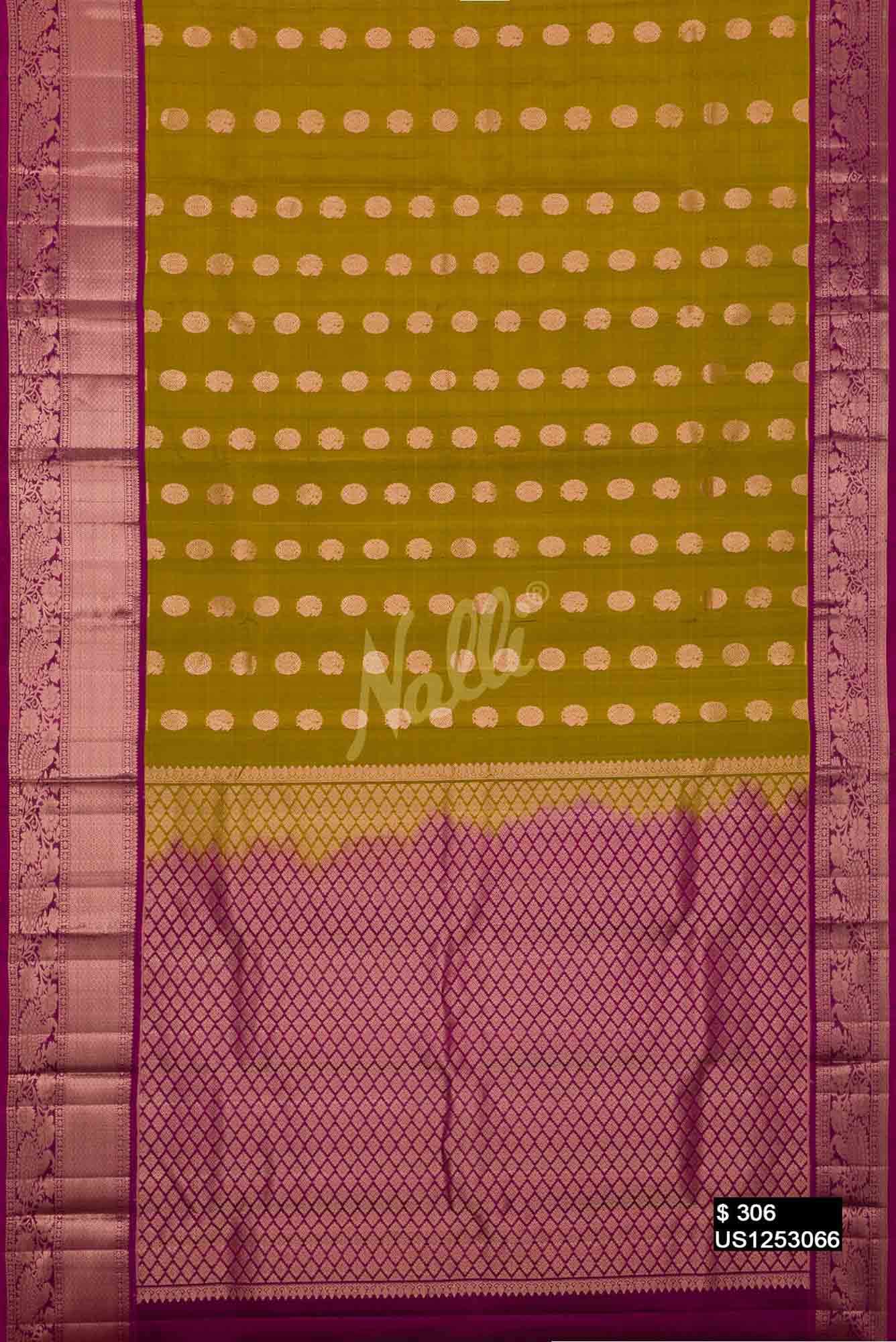 Mehandi Green Kanchipuram Silk Saree