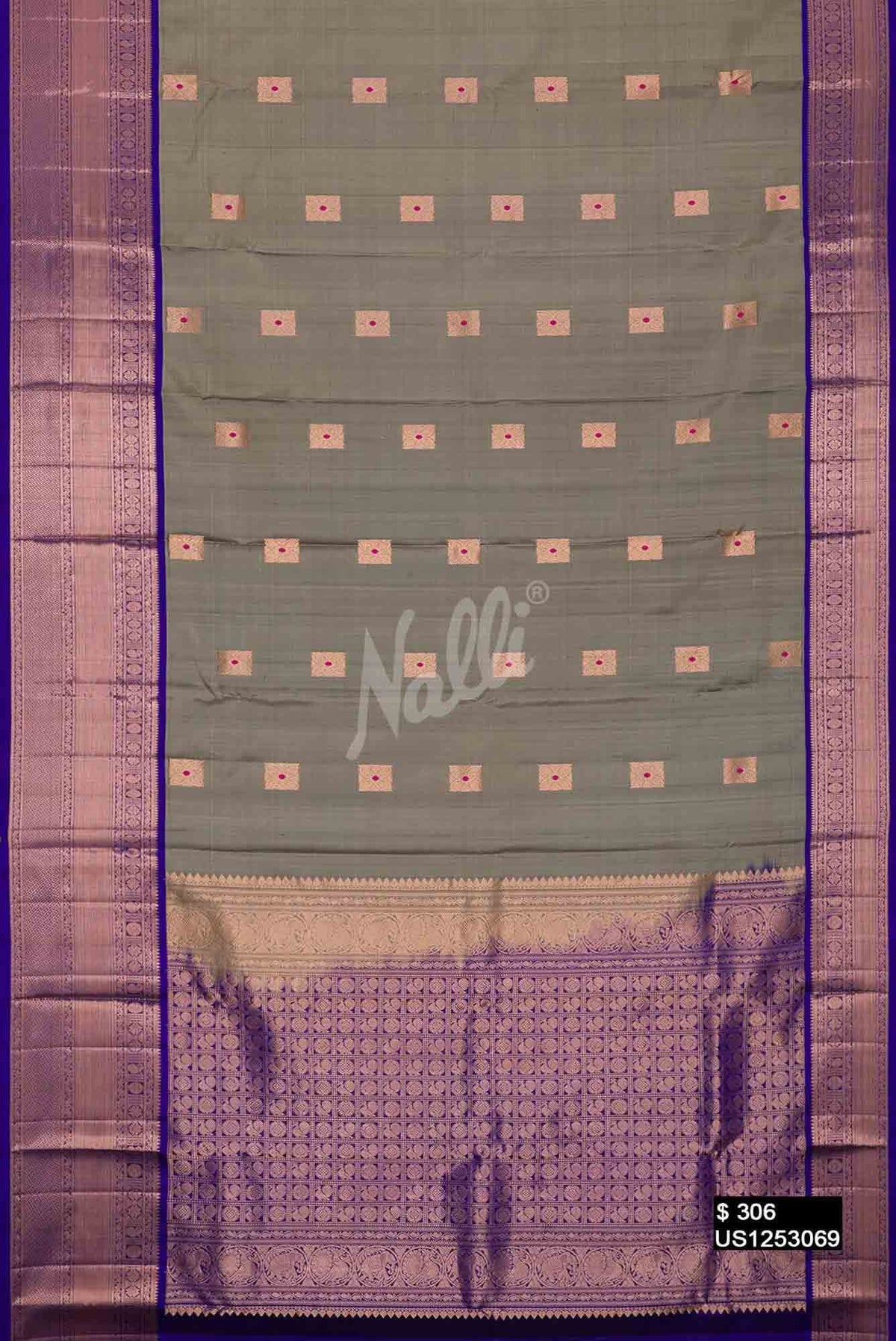 Grey Kanchipuram Silk Saree