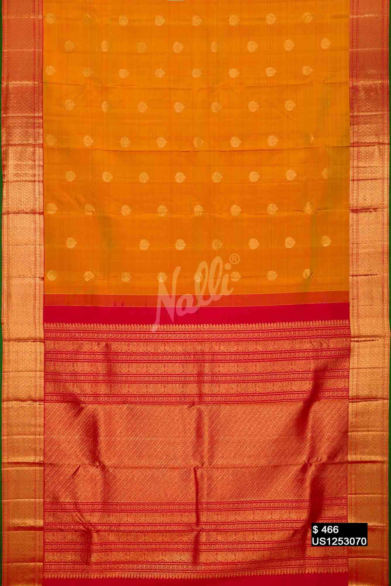 Mustard Kanchipuram Silk Saree