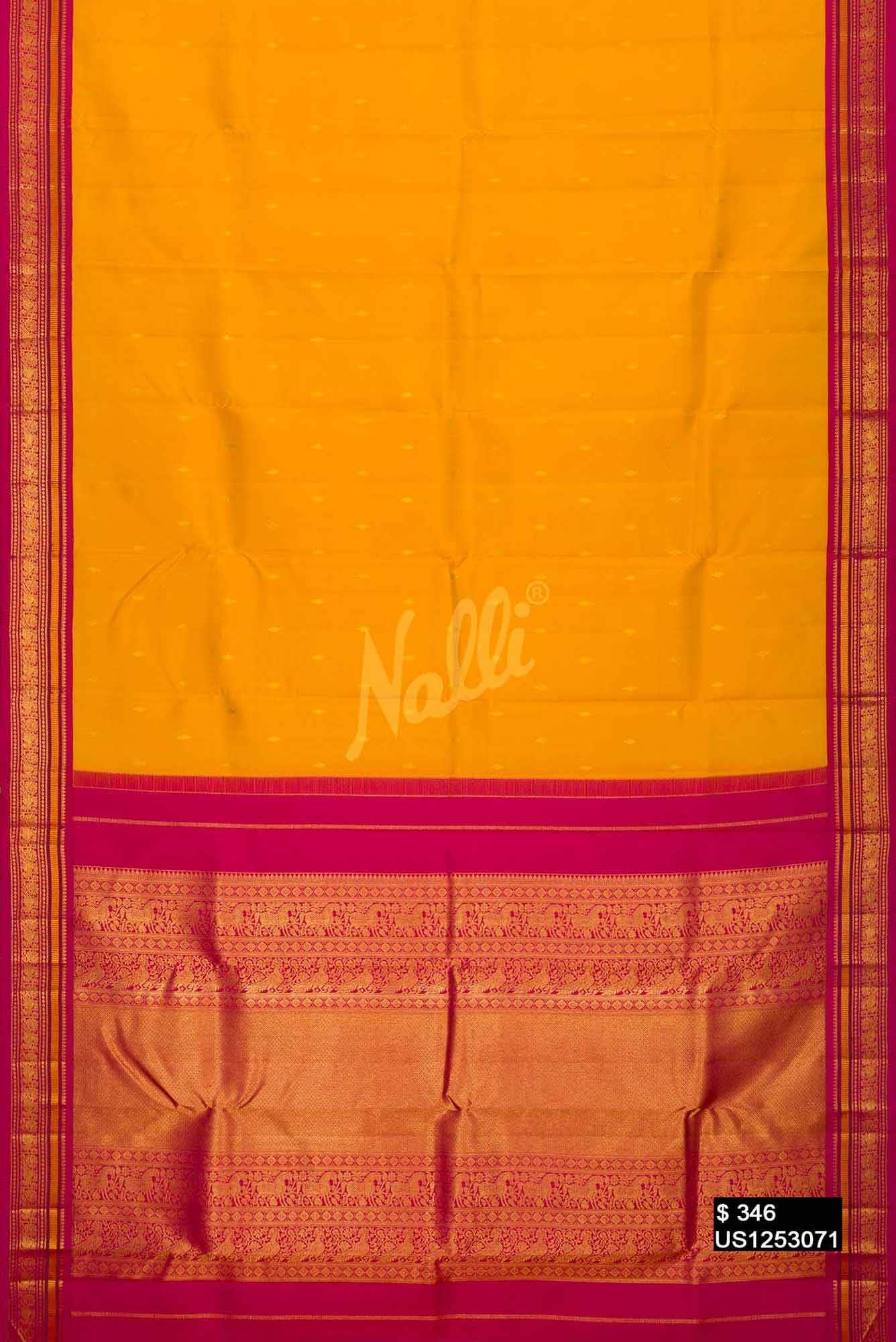 Yellow Kanchipuram Silk Saree