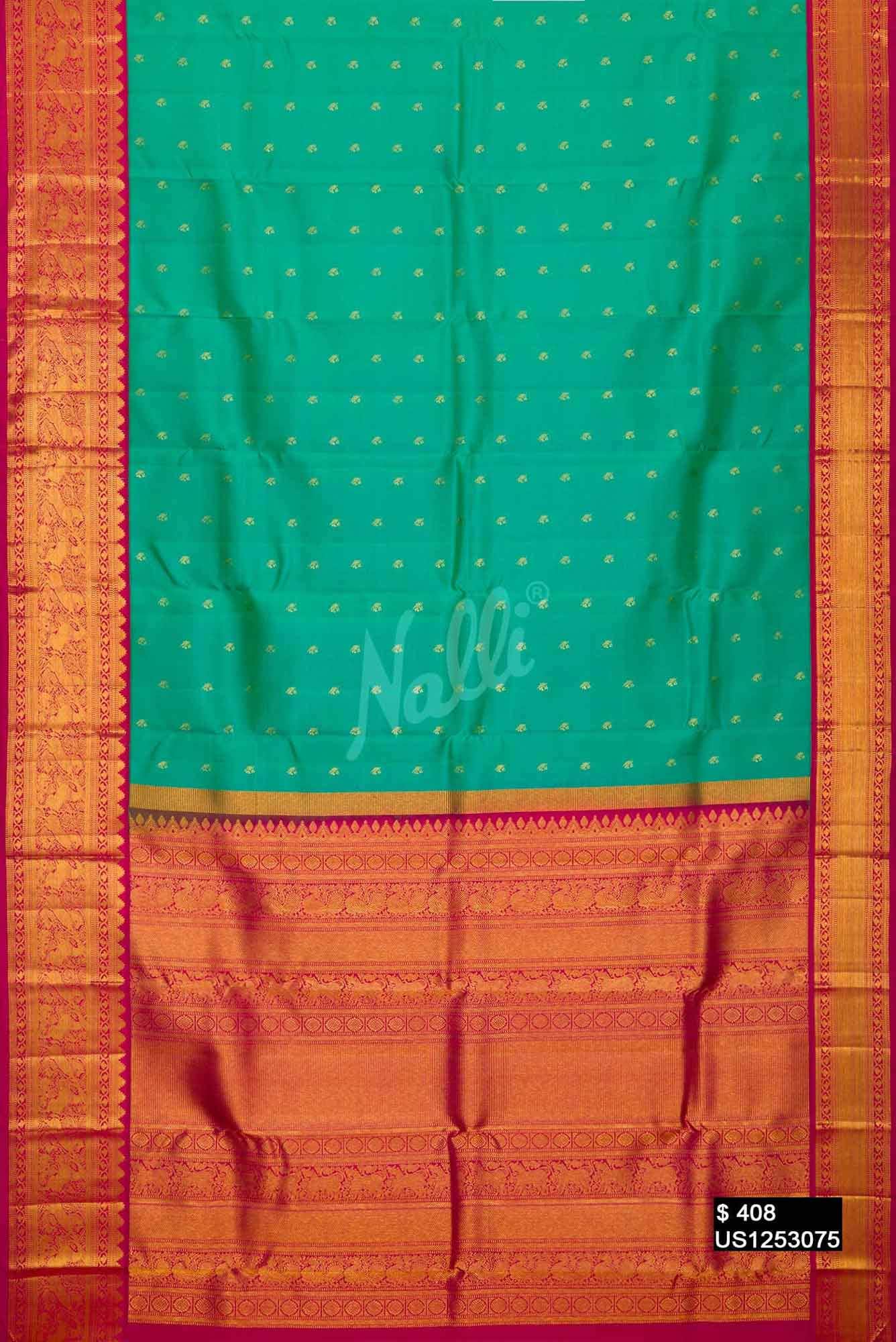 Sea Green Kanchipuram Silk Saree