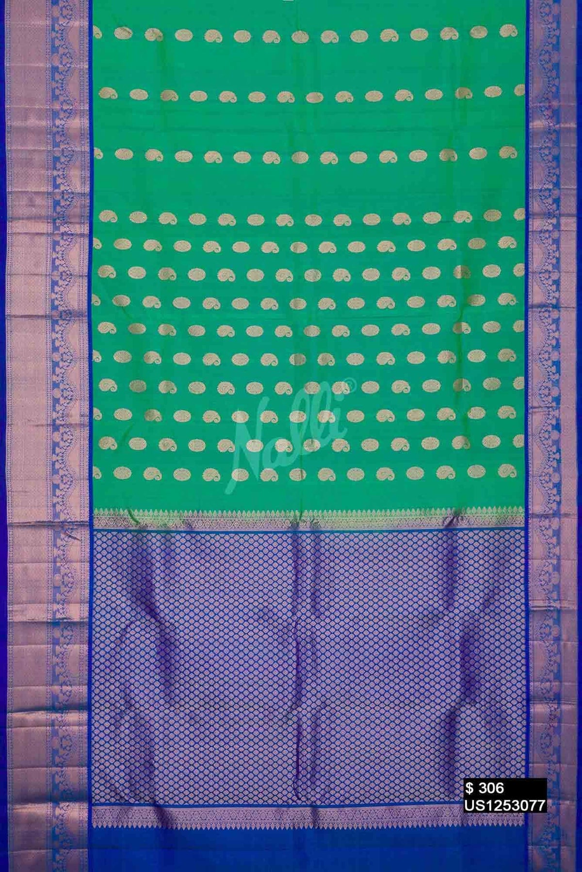 Sea Green Kanchipuram Silk Saree