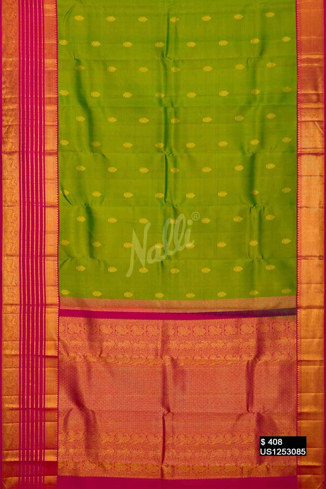 Parrot Green Kanchipuram Silk Saree