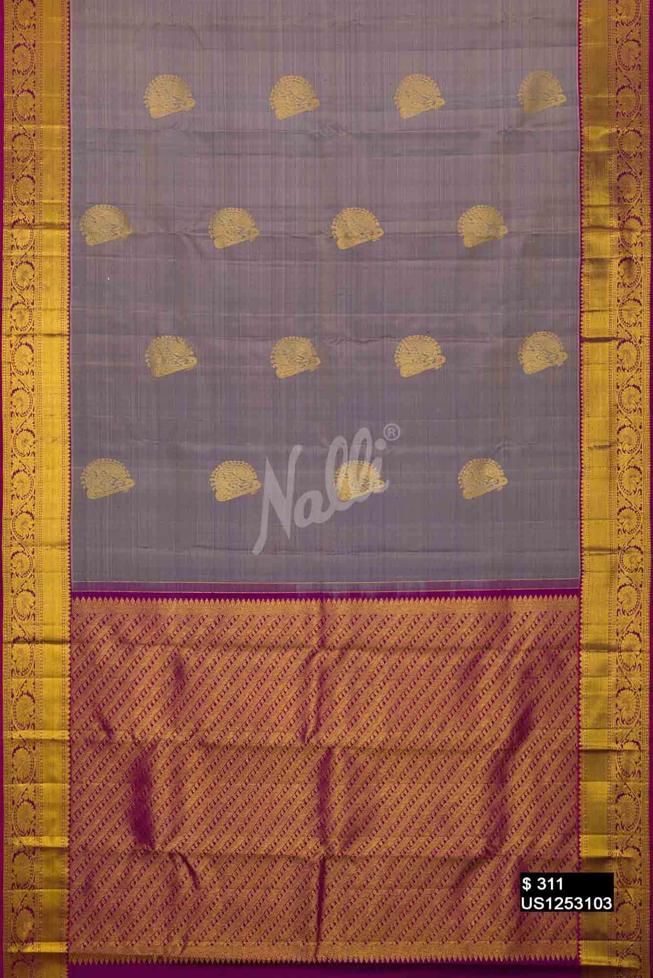 Grey Kanchipuram Silk Saree