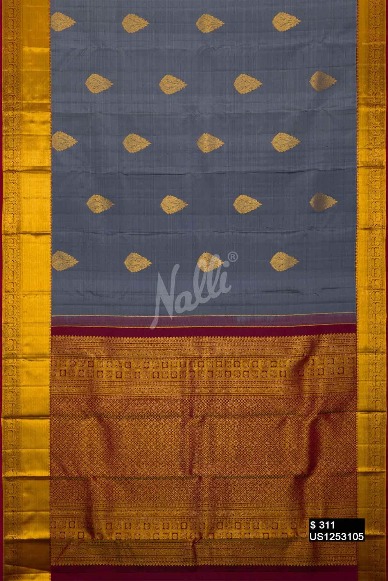 Grey Kanchipuram Silk Saree