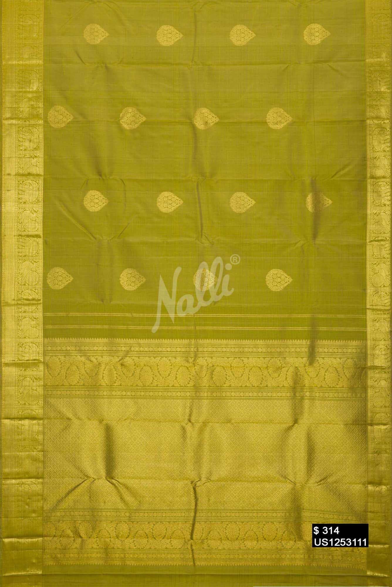Mehandi Green Kanchipuram Silk Saree