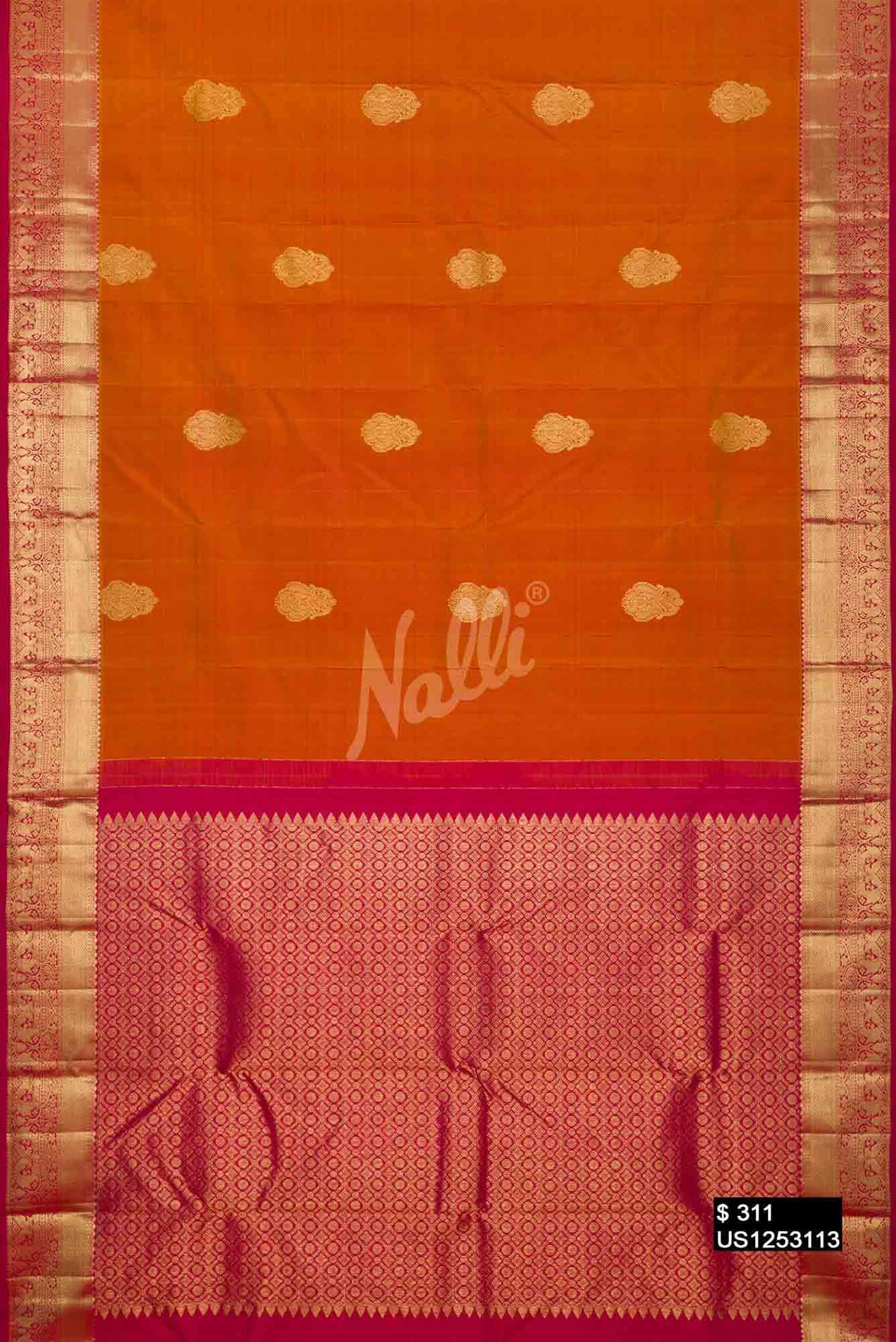 Mustard Kanchipuram Silk Saree