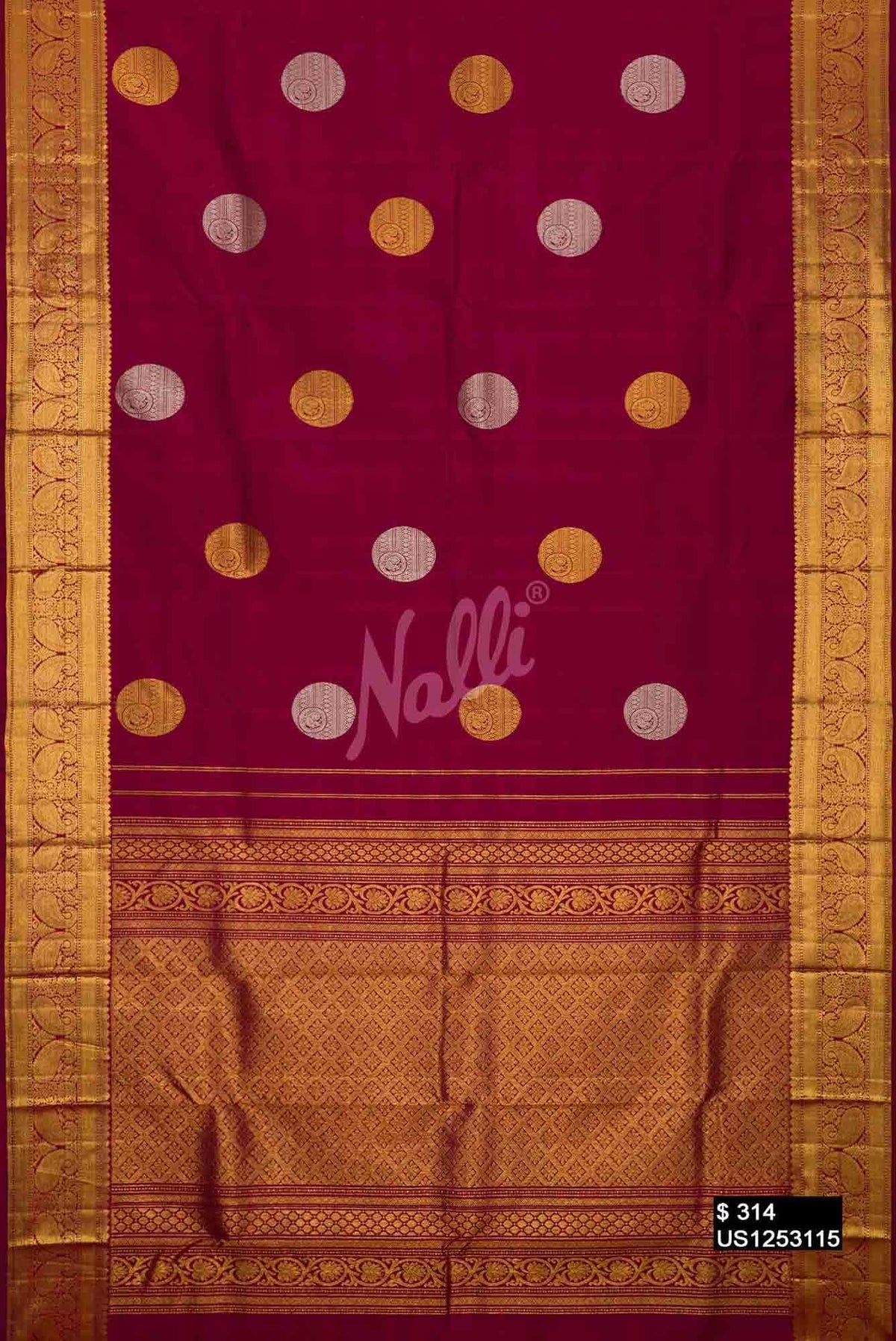 Maroon Kanchipuram Silk Saree