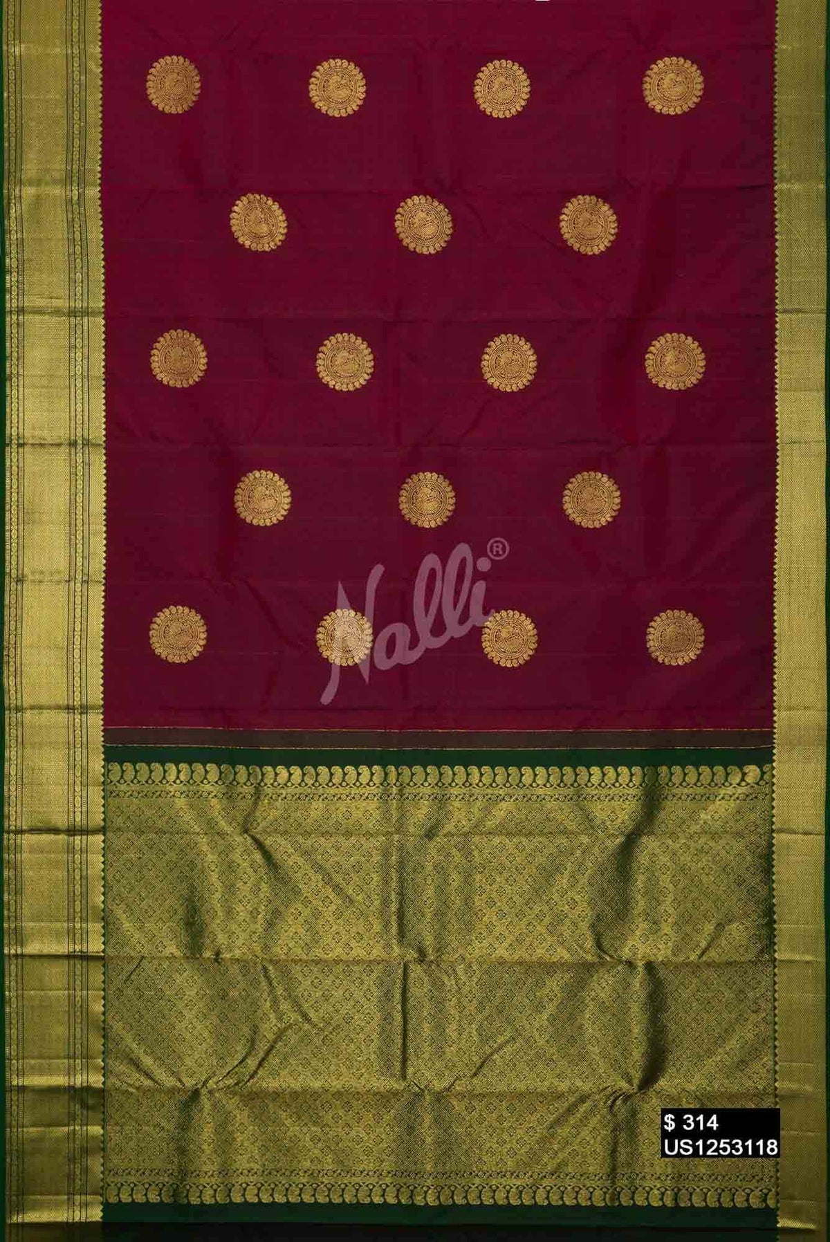 Maroon Kanchipuram Silk Saree