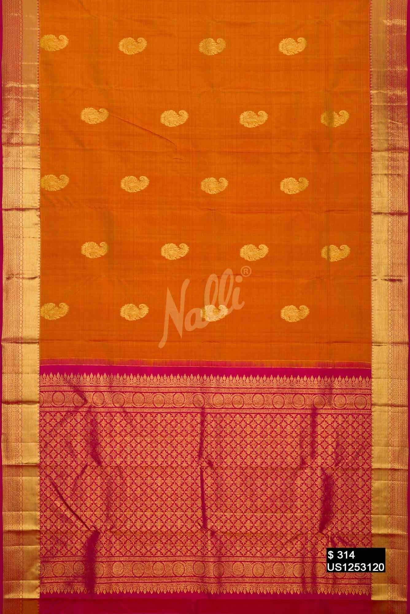 Mustard Kanchipuram Silk Saree