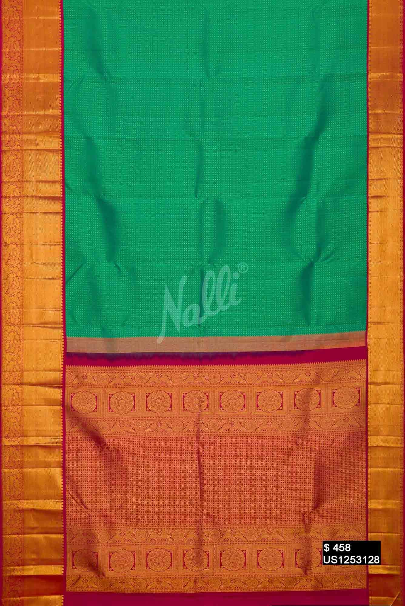Sea Green Kanchipuram Silk Saree