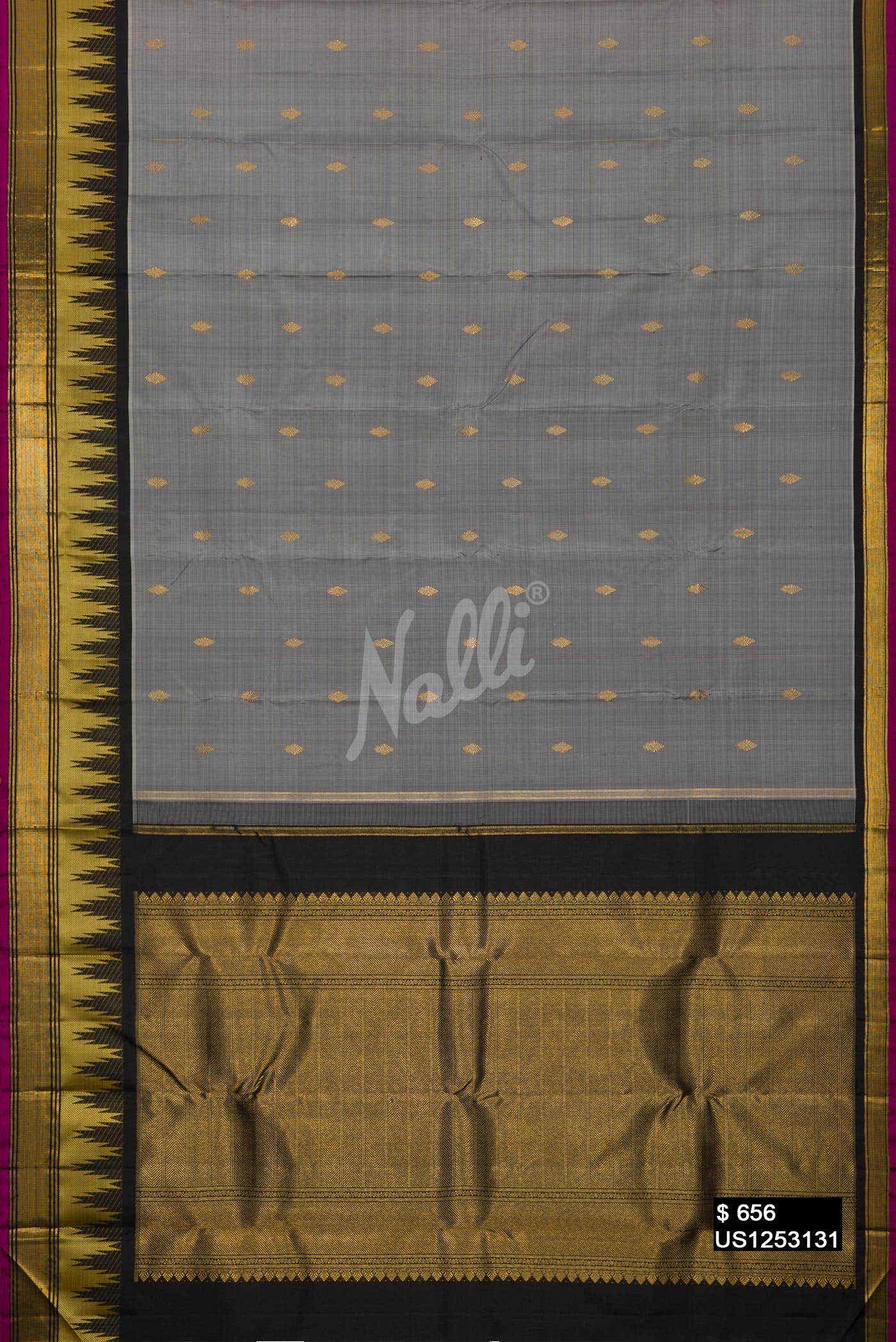 Grey Kanchipuram Silk Saree