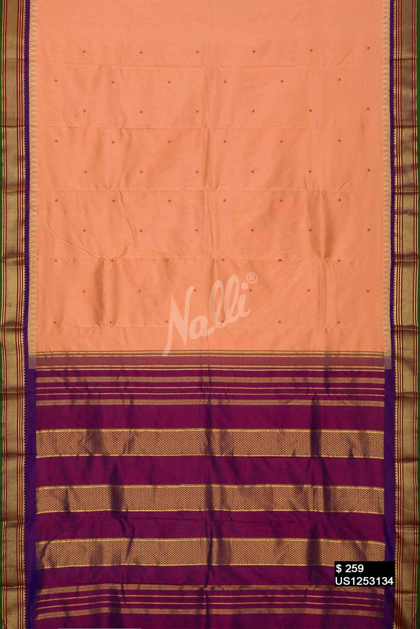 Peach Kanchipuram Silk Saree