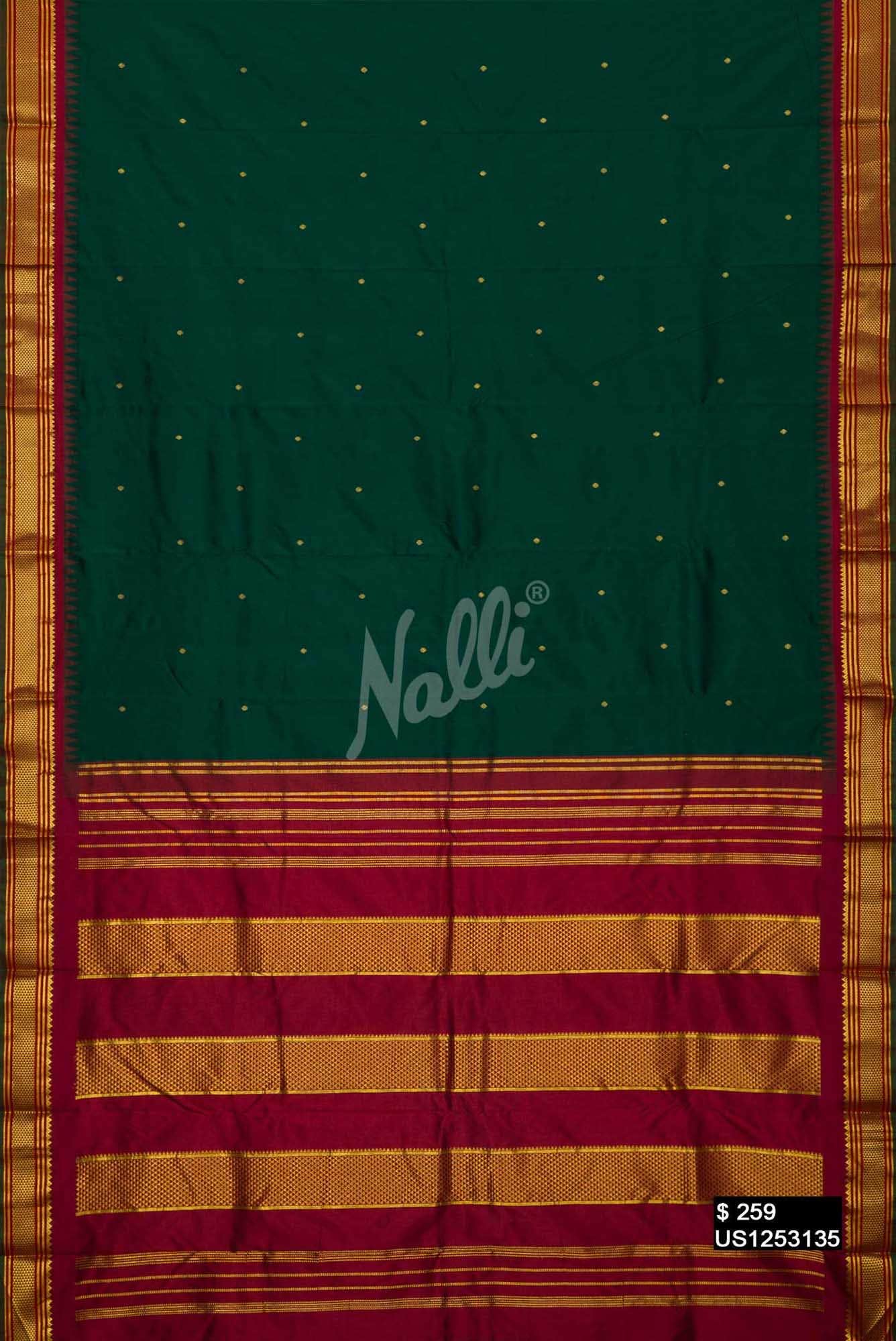 Bottle Green Kanchipuram Silk Saree