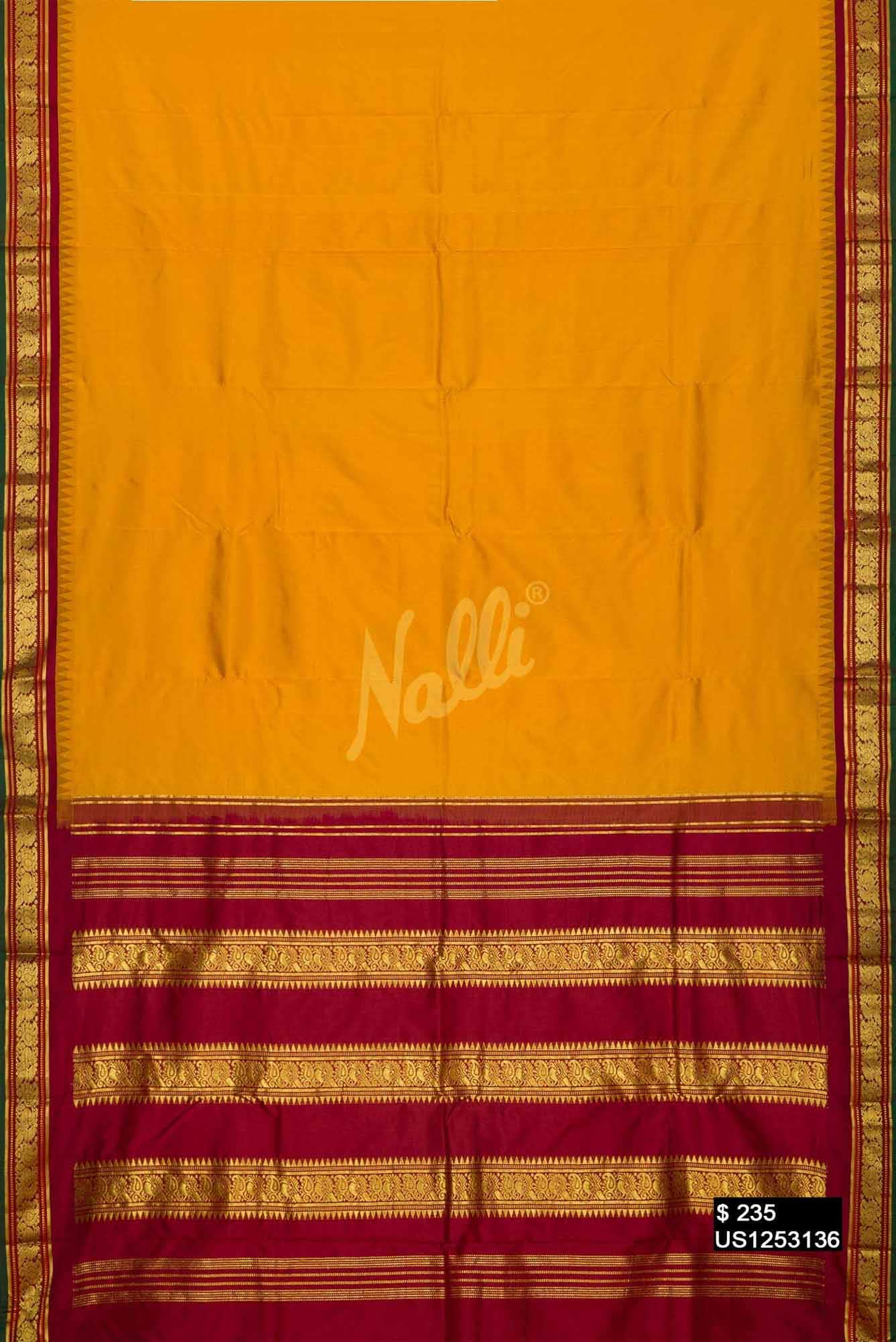 Mustard Kanchipuram Silk Saree