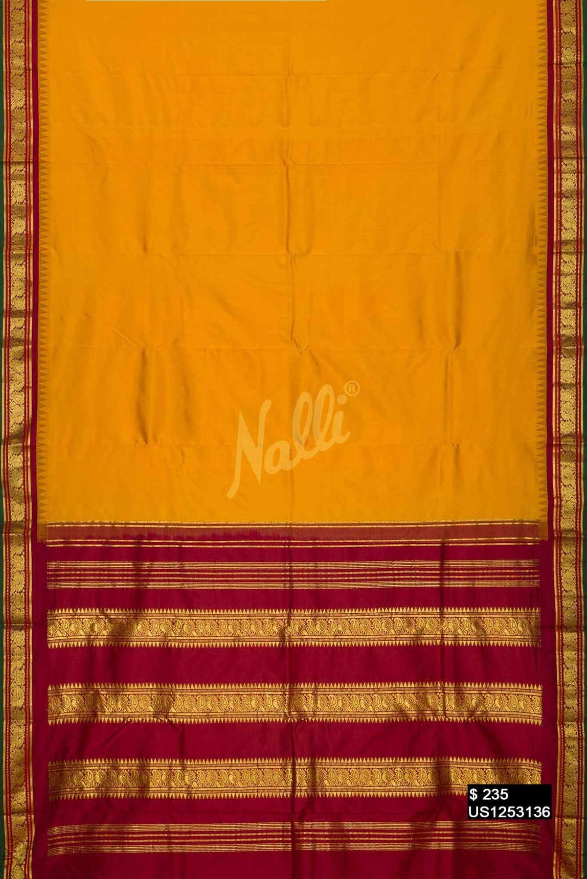 Mustard Kanchipuram Silk Saree
