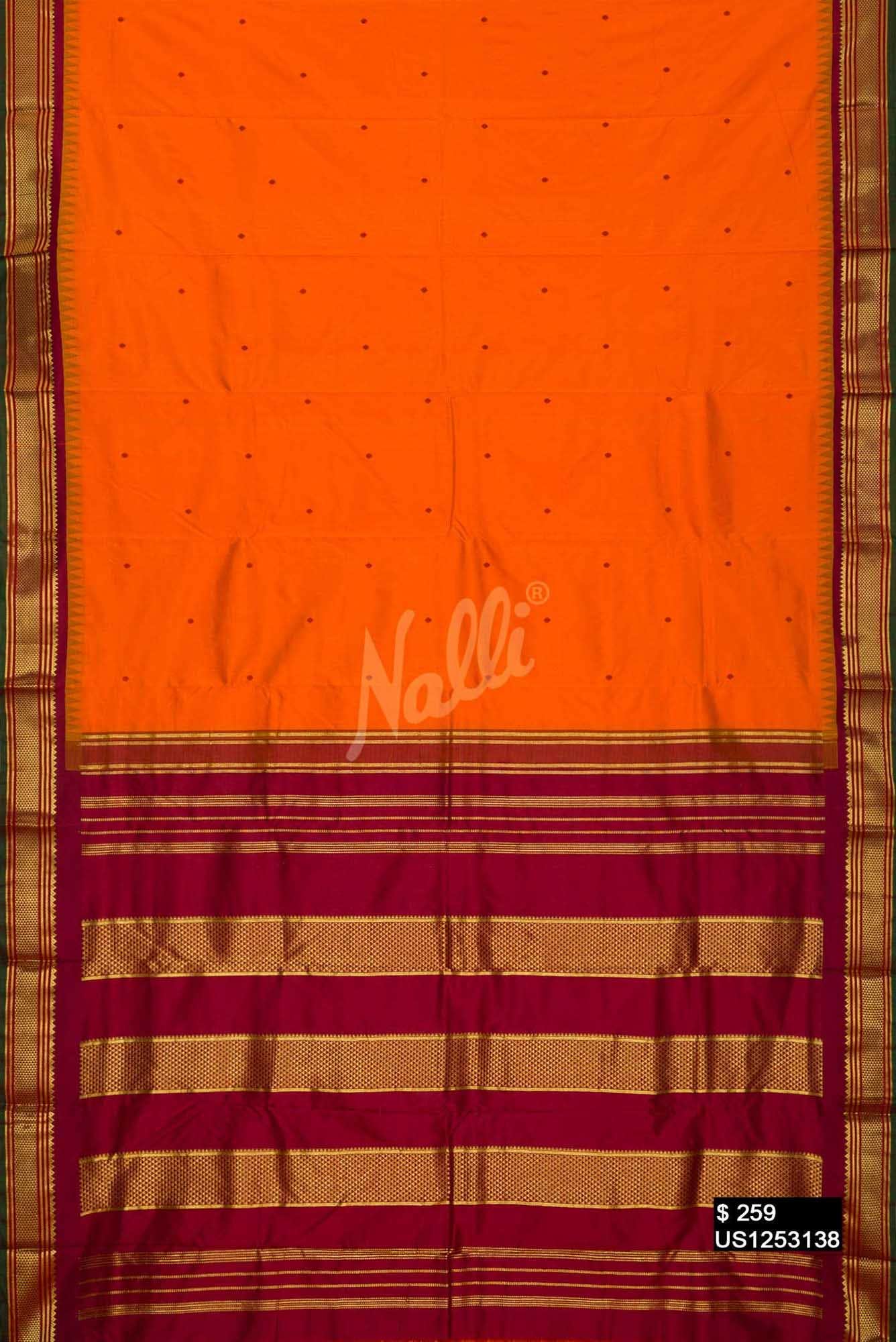 Orange Kanchipuram Silk Saree