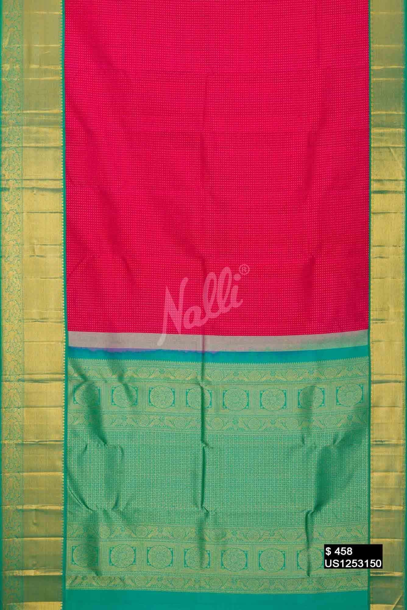 Sea Green Kanchipuram Silk Saree
