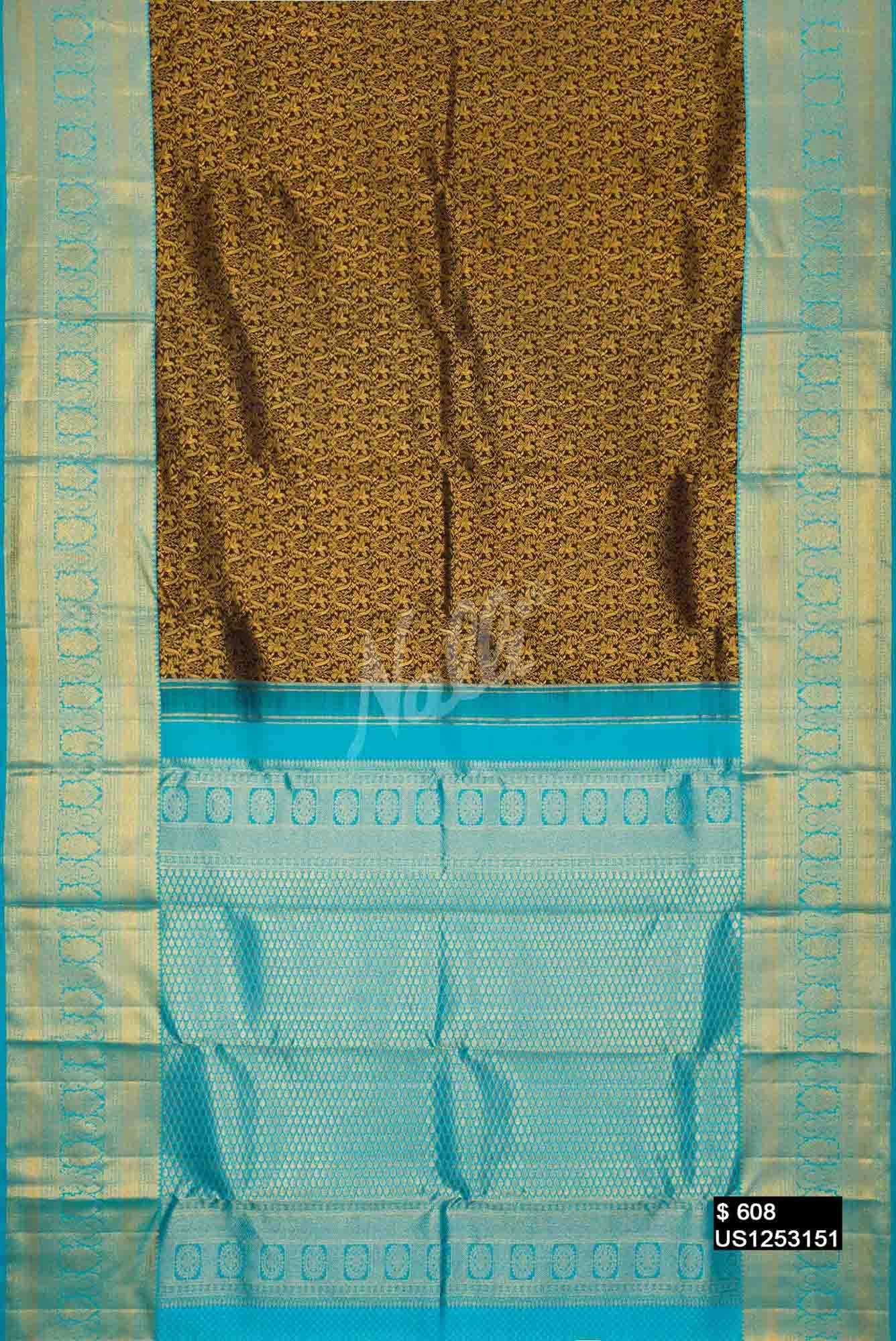 Brown Kanchipuram Silk Saree