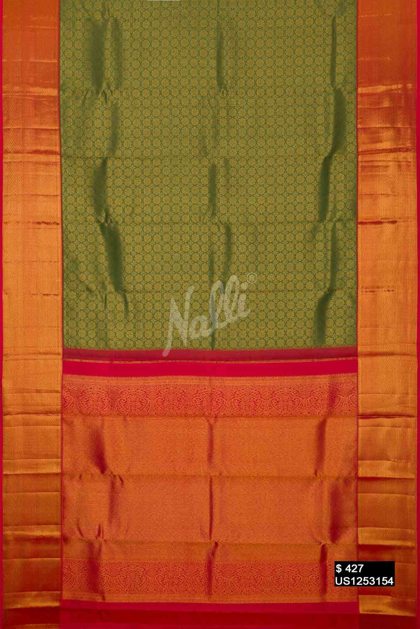 Mehandi Green Kanchipuram Silk Saree