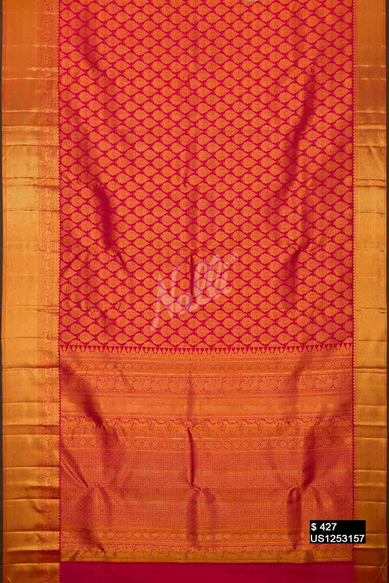 Dark Pink Kanchipuram Silk Saree