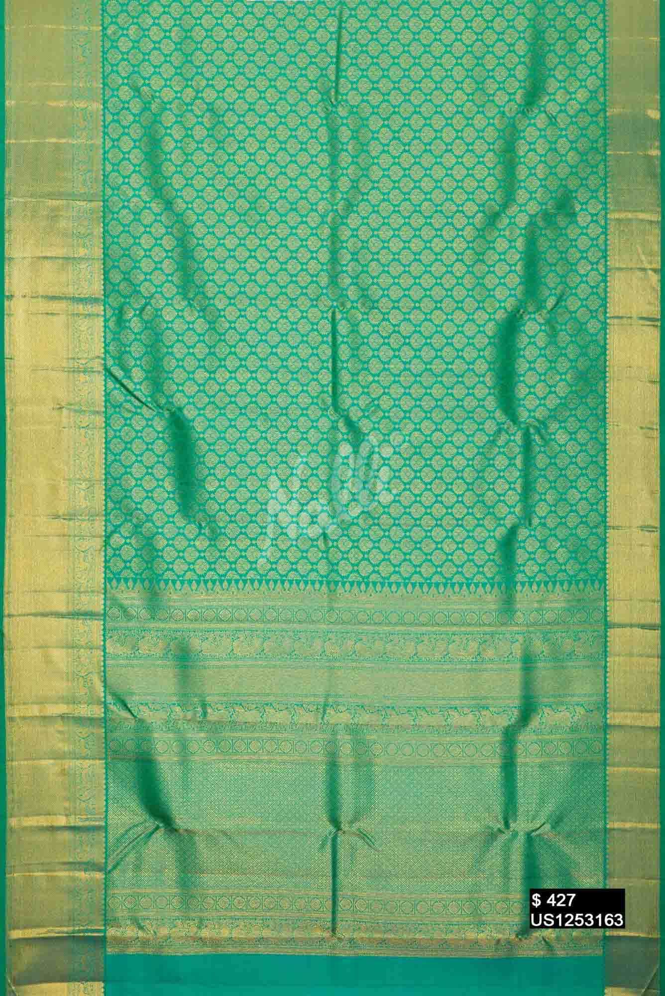 Sea Green Kanchipuram Silk Saree