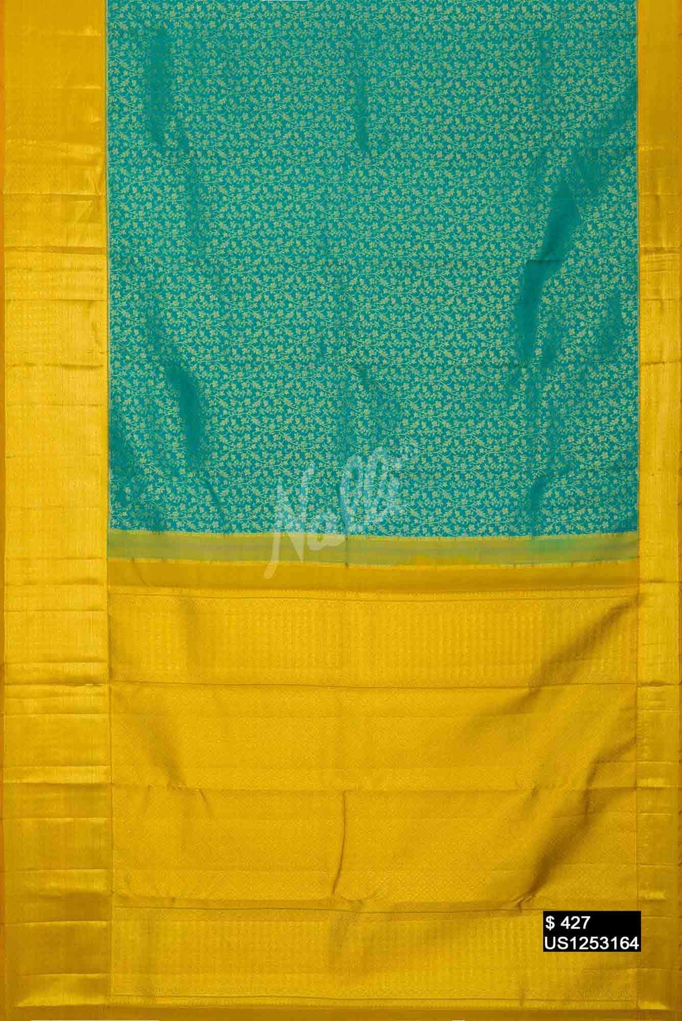Sea Green Kanchipuram Silk Saree