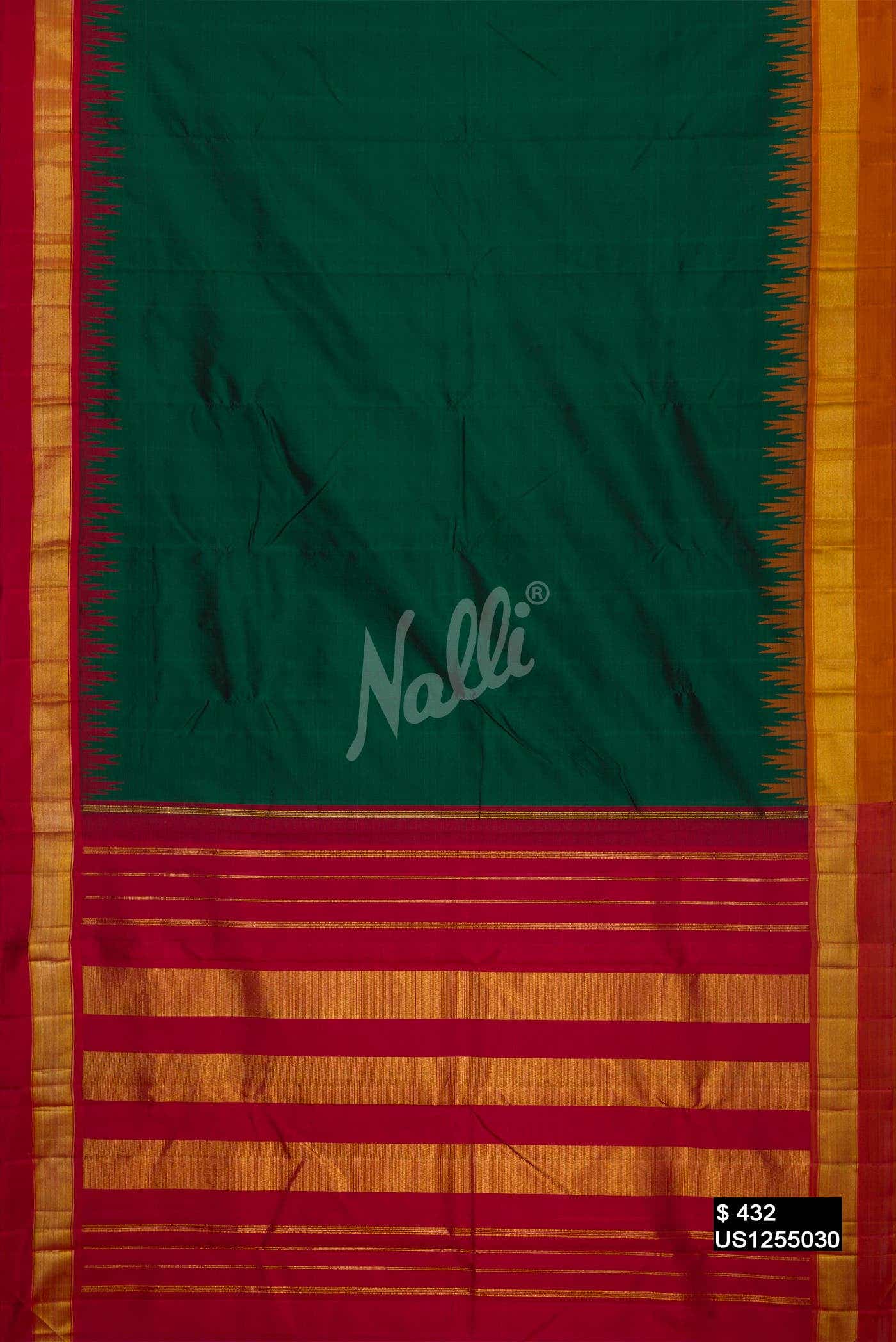 Bottle Green Kanchipuram Silk Saree