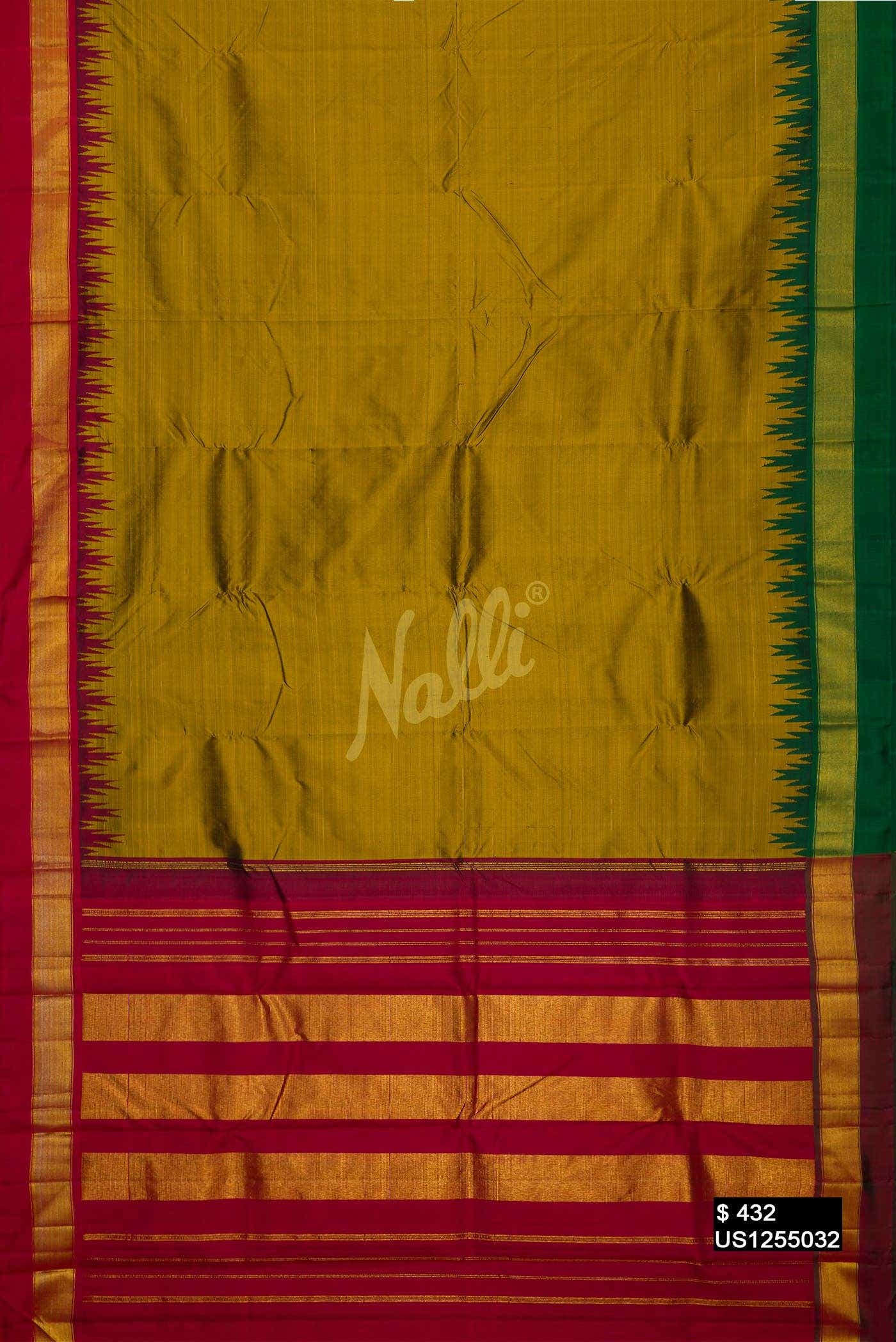 Mehandi Green Kanchipuram Silk Saree