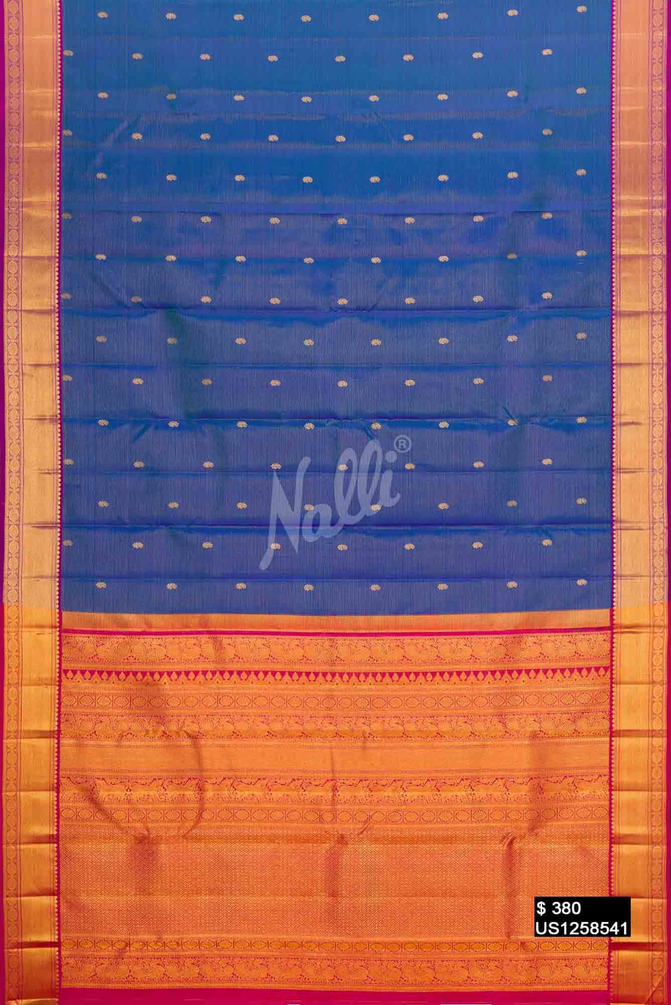 Peacock Blue Kanchipuram Silk Saree