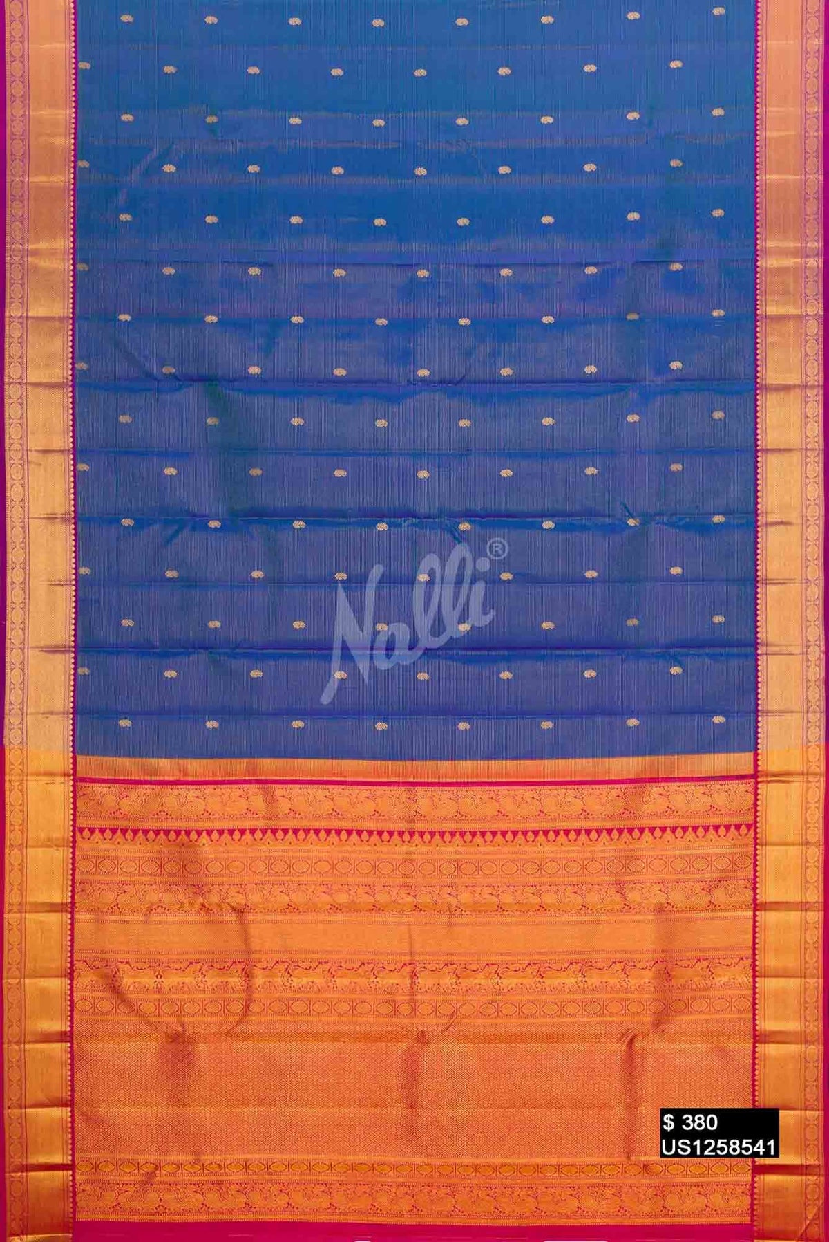 Peacock Blue Kanchipuram Silk Saree