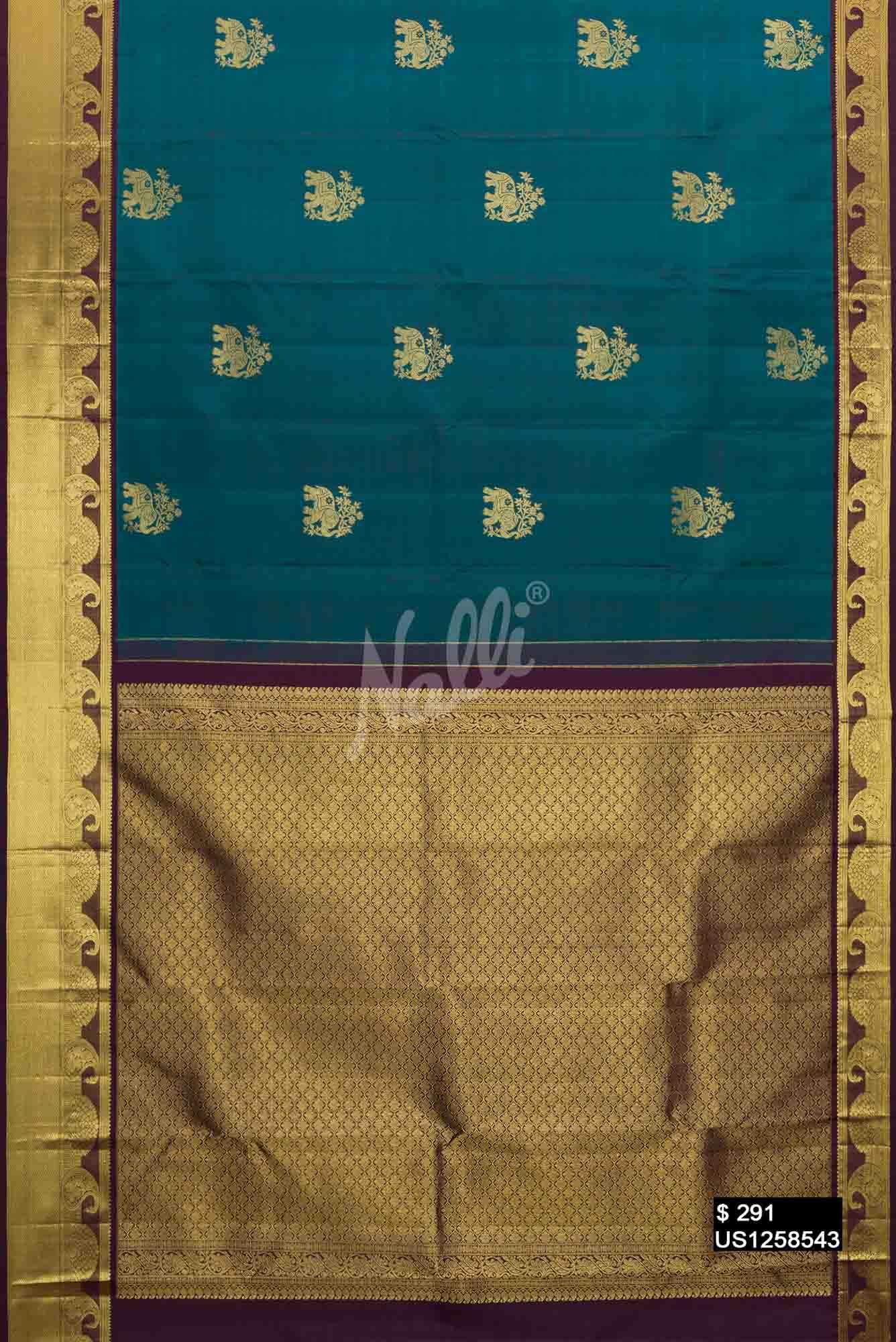 Bottle Green Kanchipuram Silk Saree