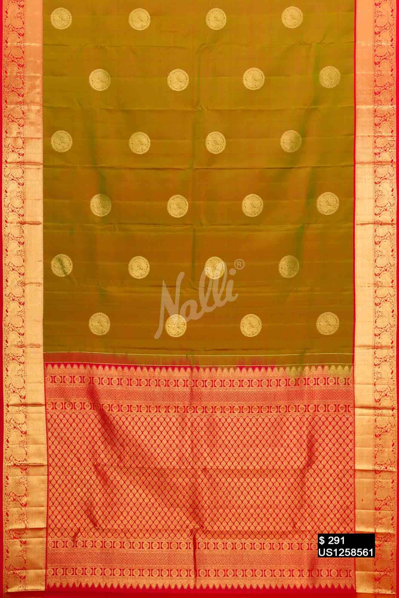 Mehandi Green Kanchipuram Silk Saree