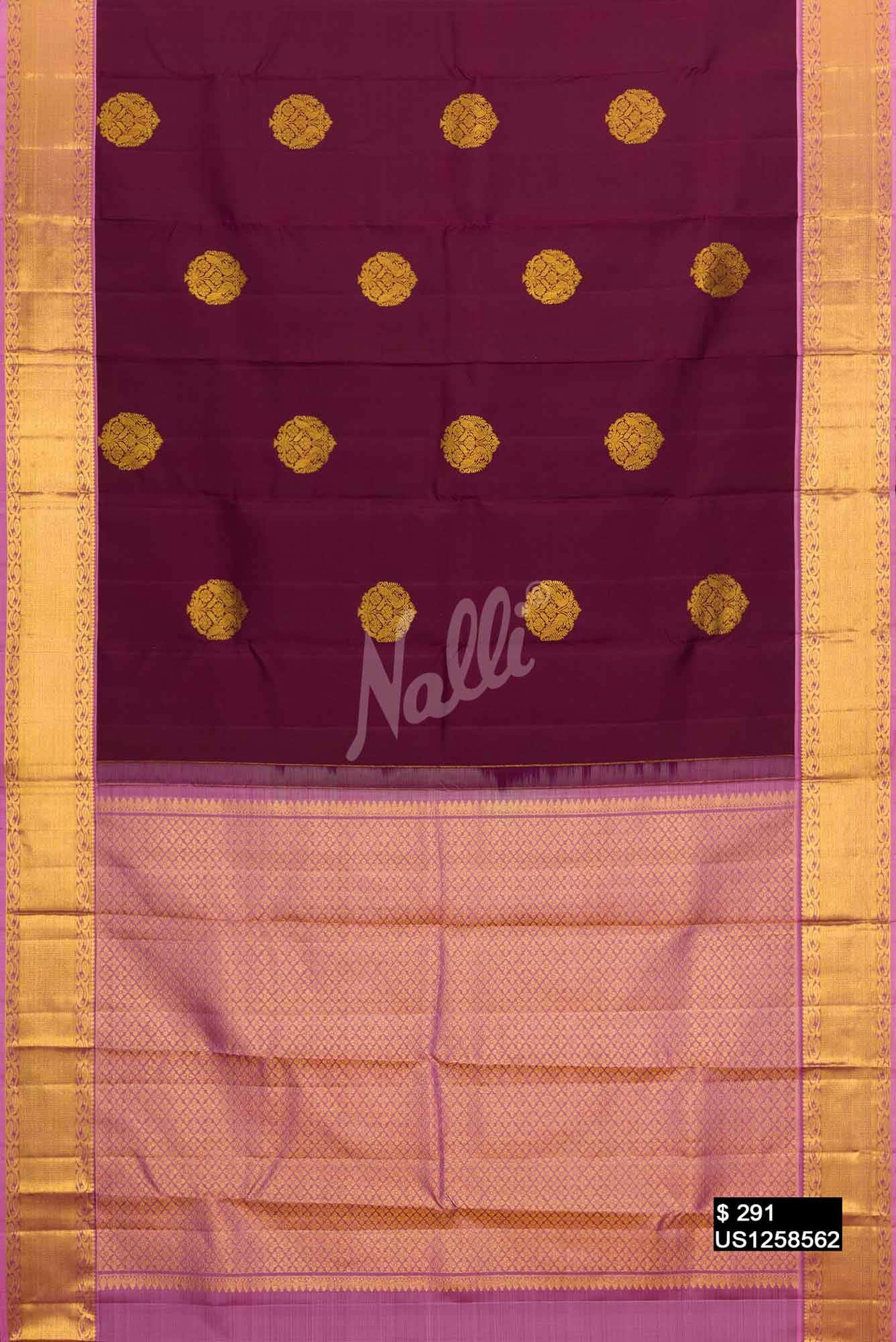 Burgundy Kanchipuram Silk Saree