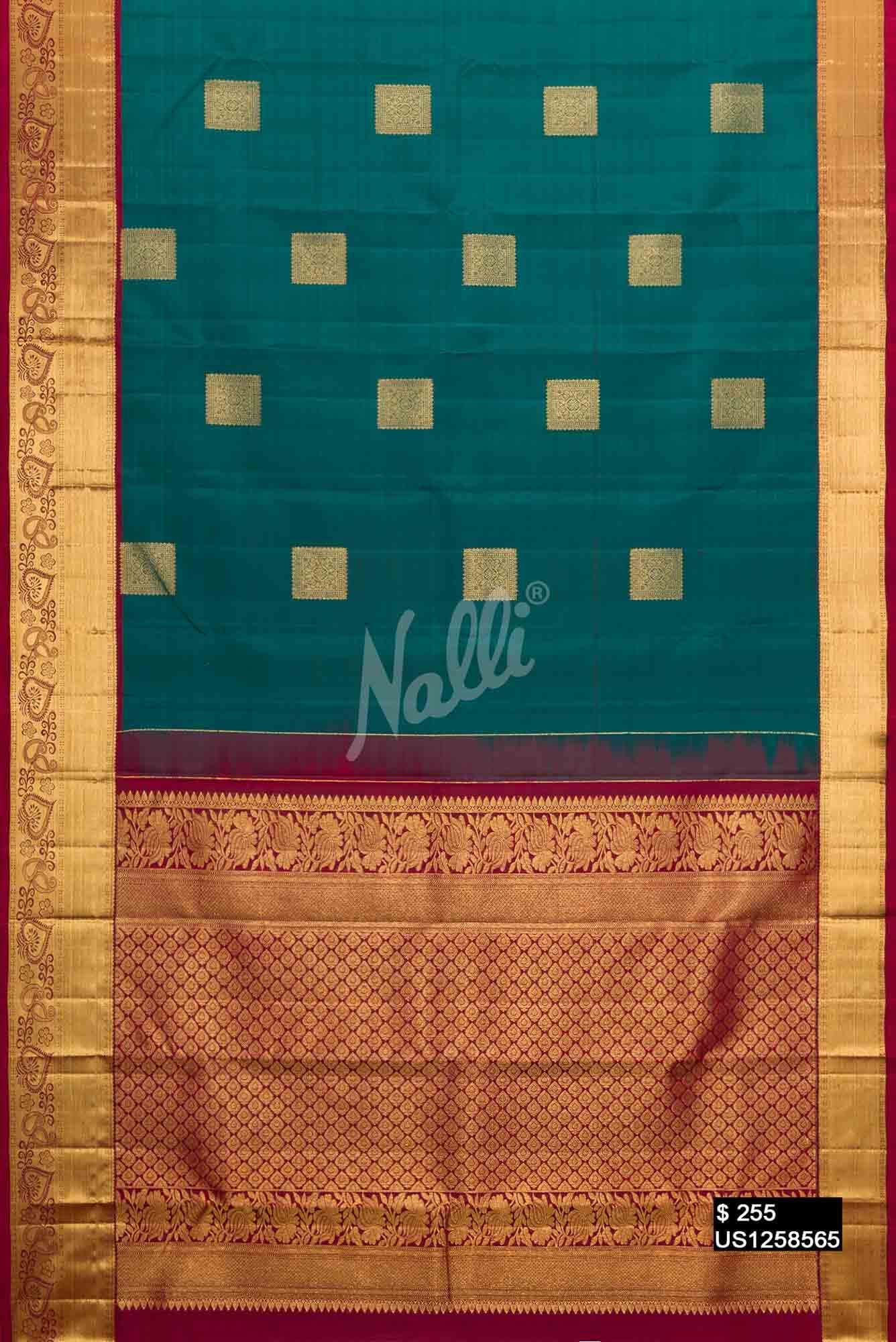 Bottle Green Kanchipuram Silk Saree
