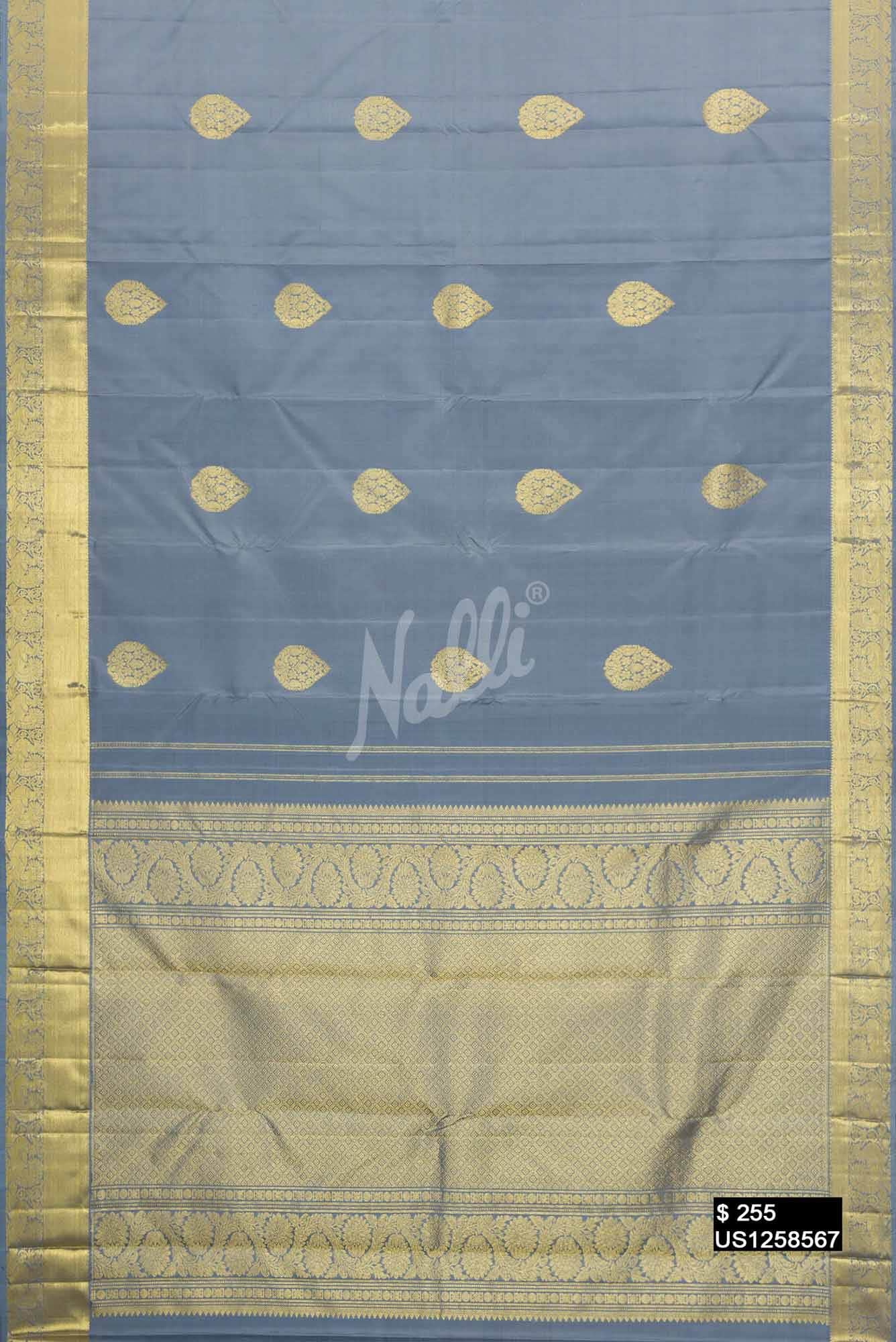 Grey Kanchipuram Silk Saree