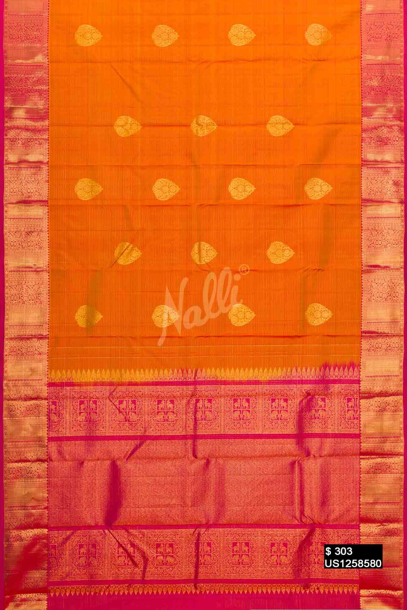 Mustard Kanchipuram Silk Saree