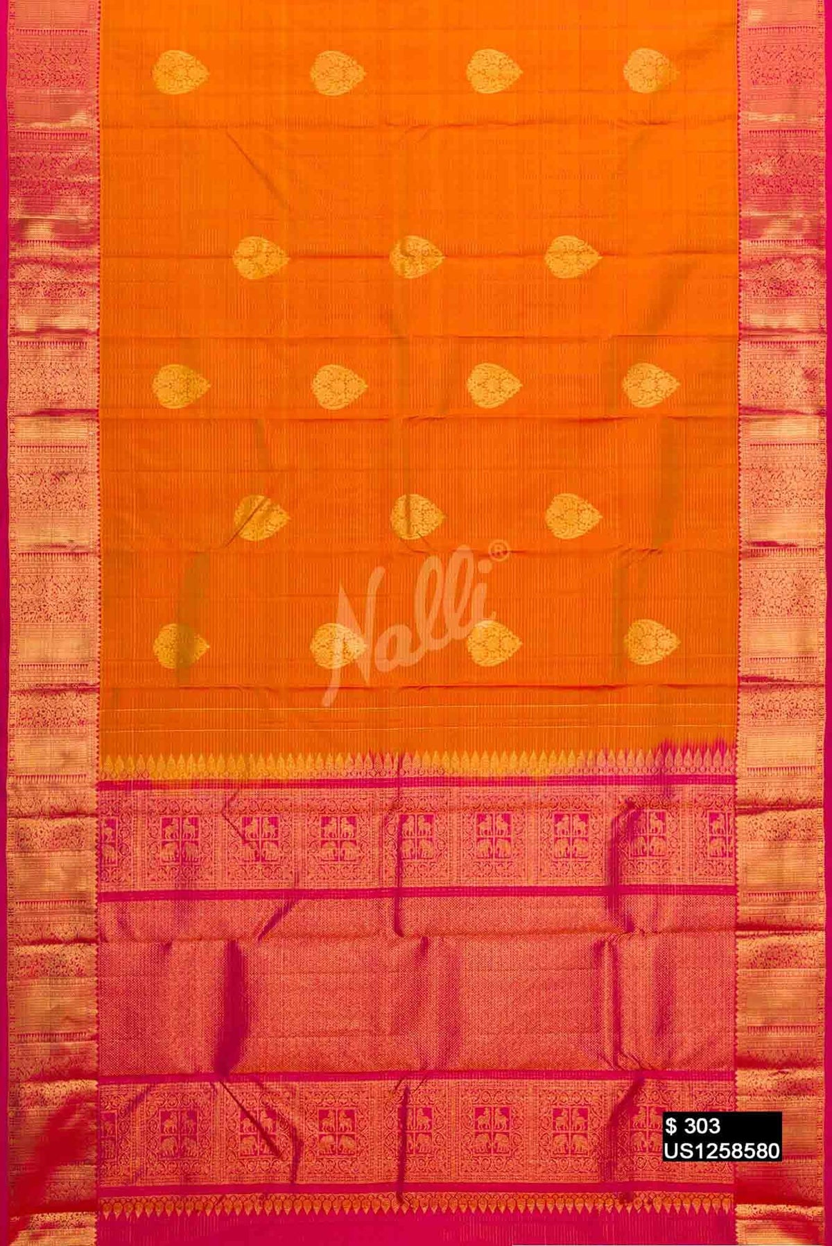 Mustard Kanchipuram Silk Saree