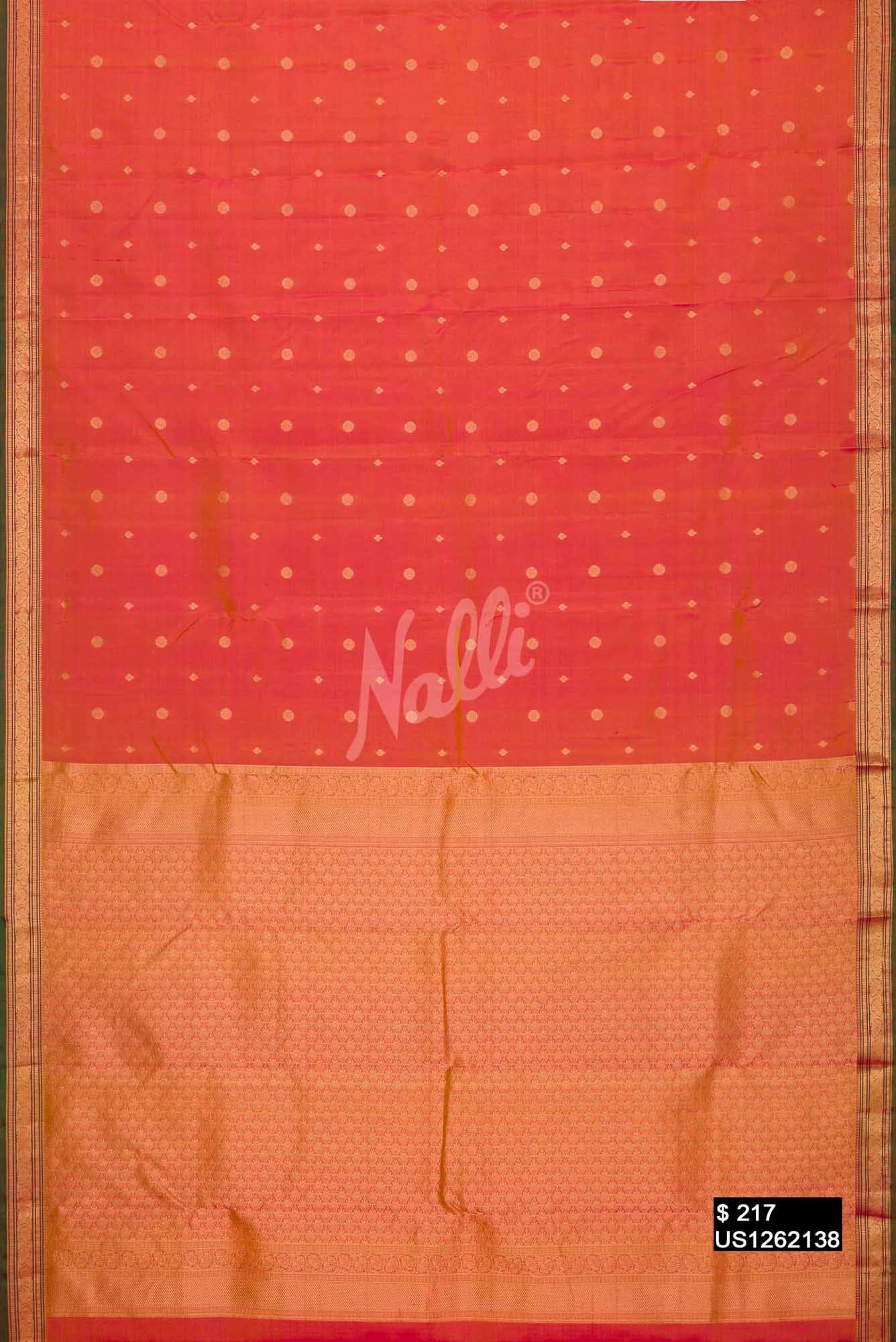 Pinkish Yellow Kanchipuram Silk Saree