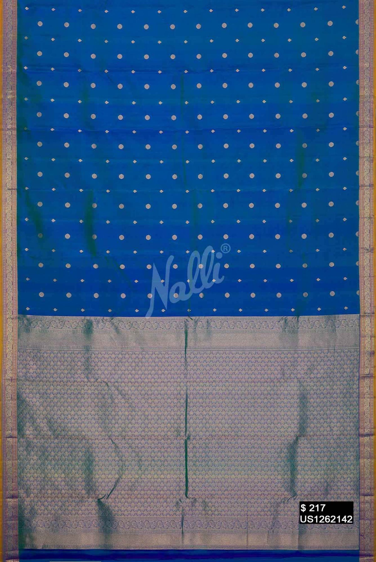 Peacock Blue Kanchipuram Silk Saree