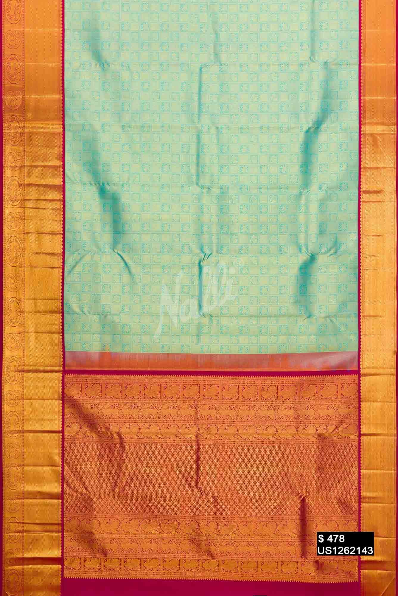 Pista Green Kanchipuram Silk Saree