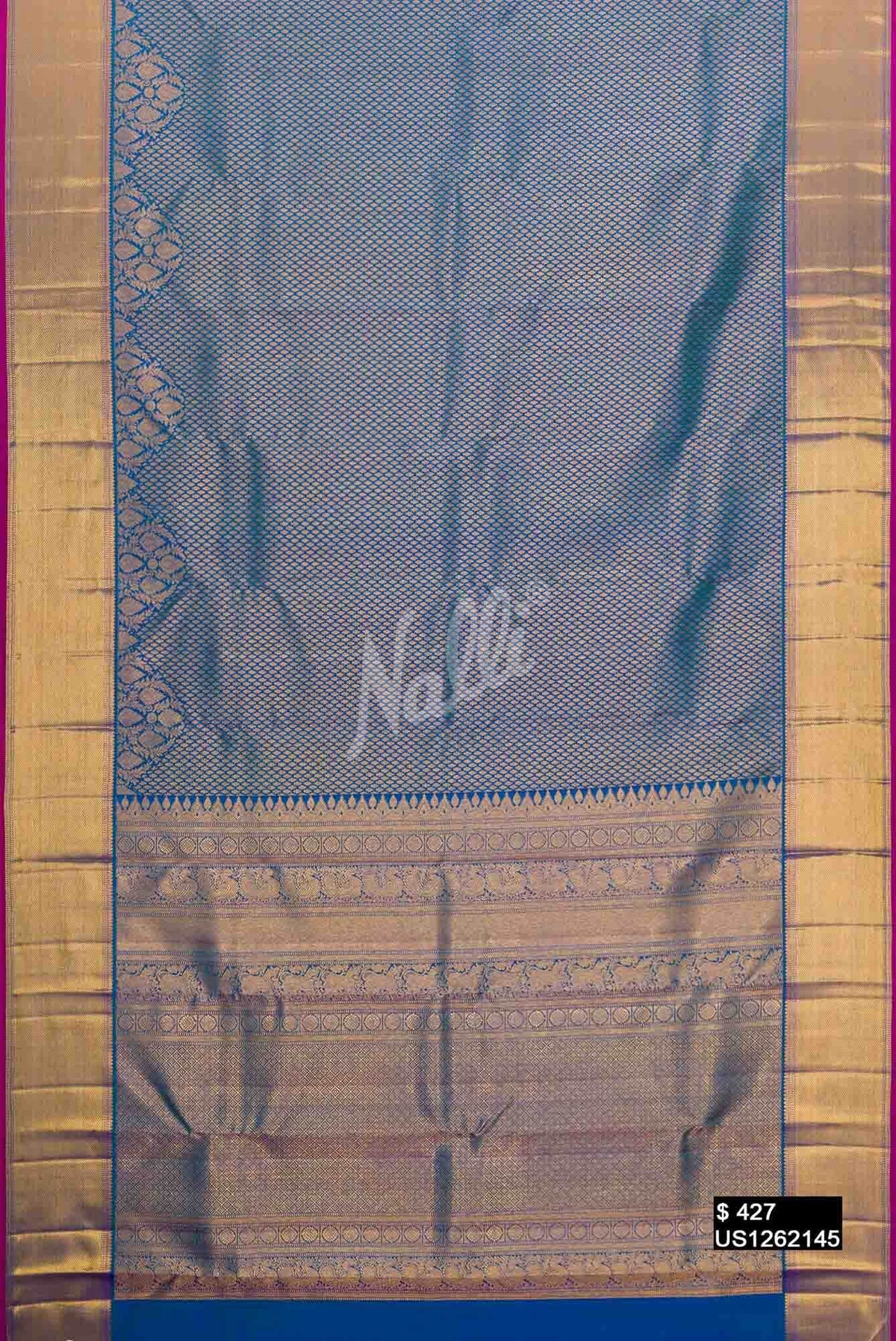 Peacock Blue Kanchipuram Silk Saree