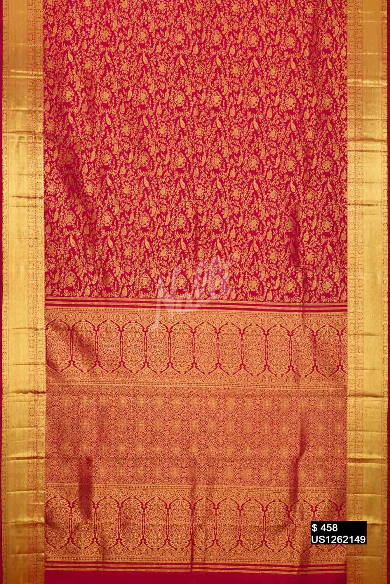 Dark Pink Kanchipuram Silk Saree
