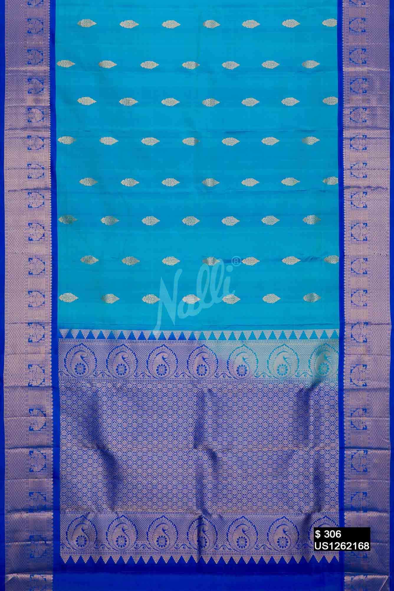 Sky Blue Kanchipuram Silk Saree