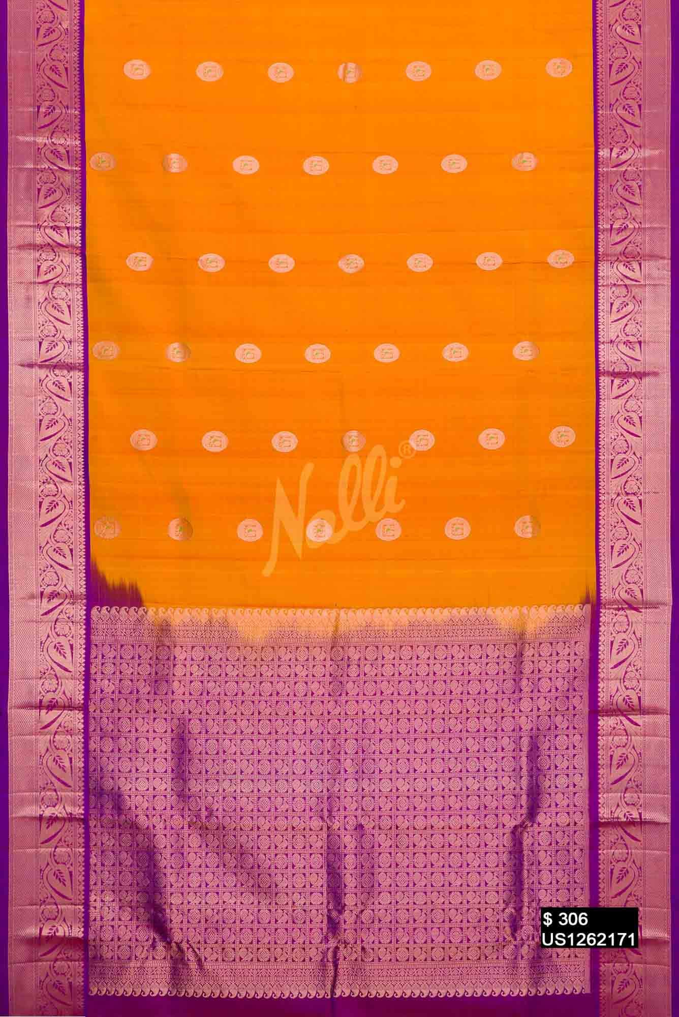 Mustard Kanchipuram Silk Saree