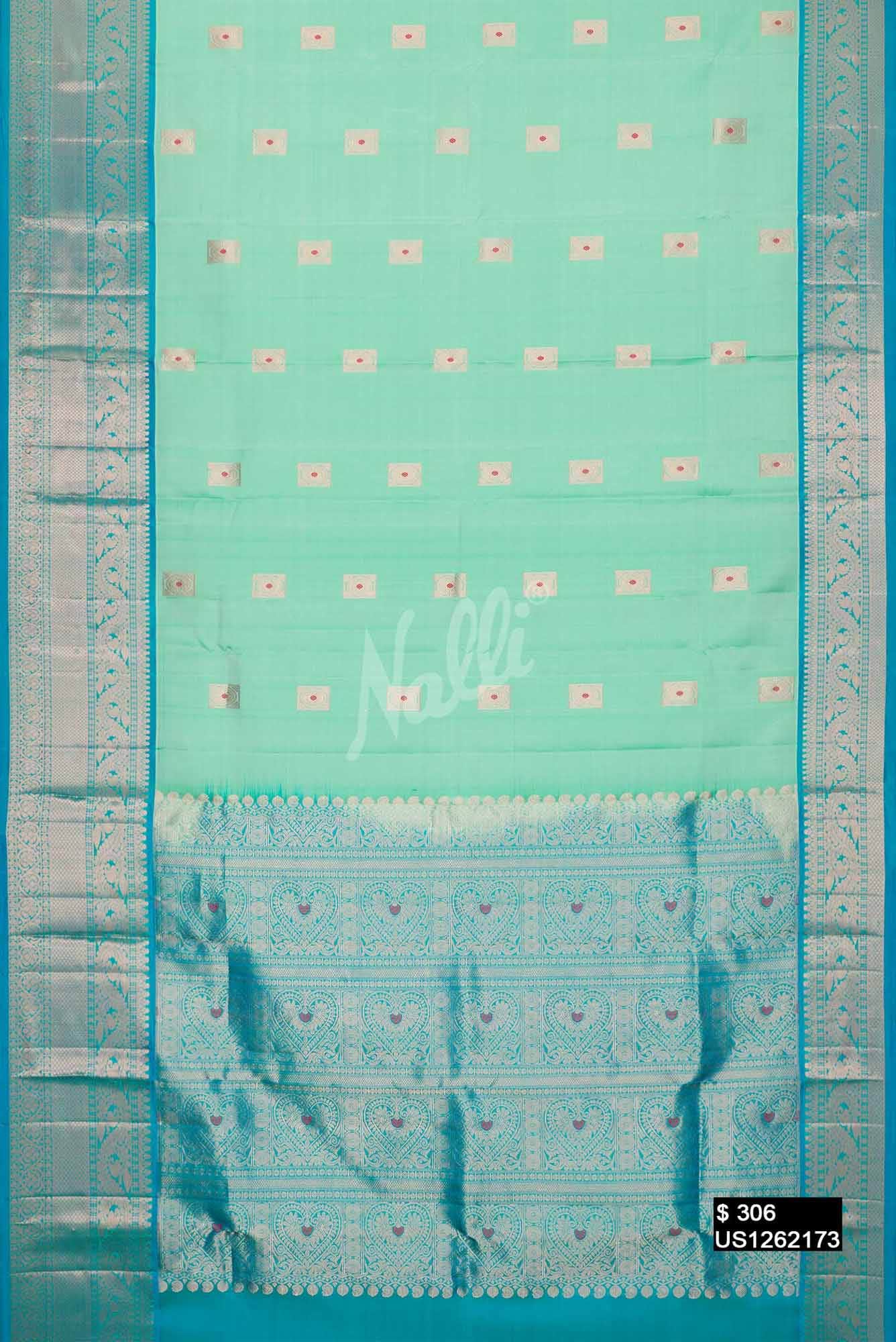 Sea Green Kanchipuram Silk Saree